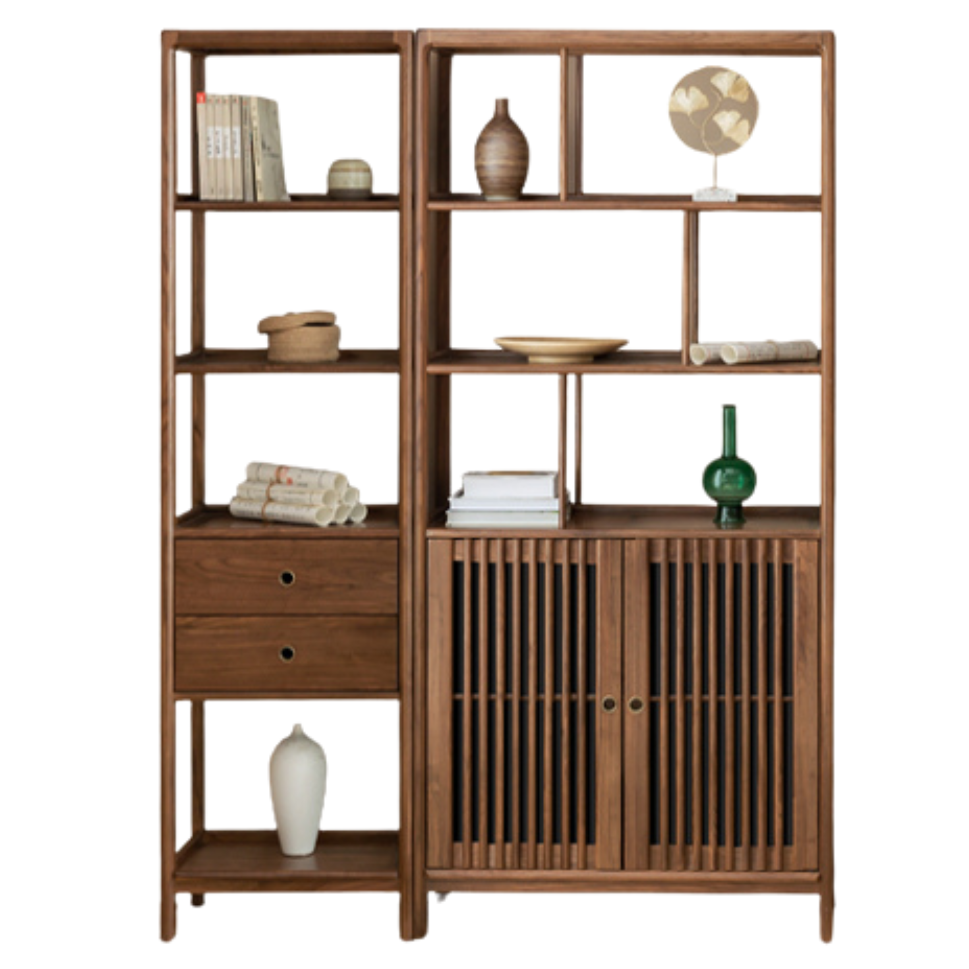Ash Solid Wood Bookshelf Combined Bookcase Display Cabinet Wall Shelf
