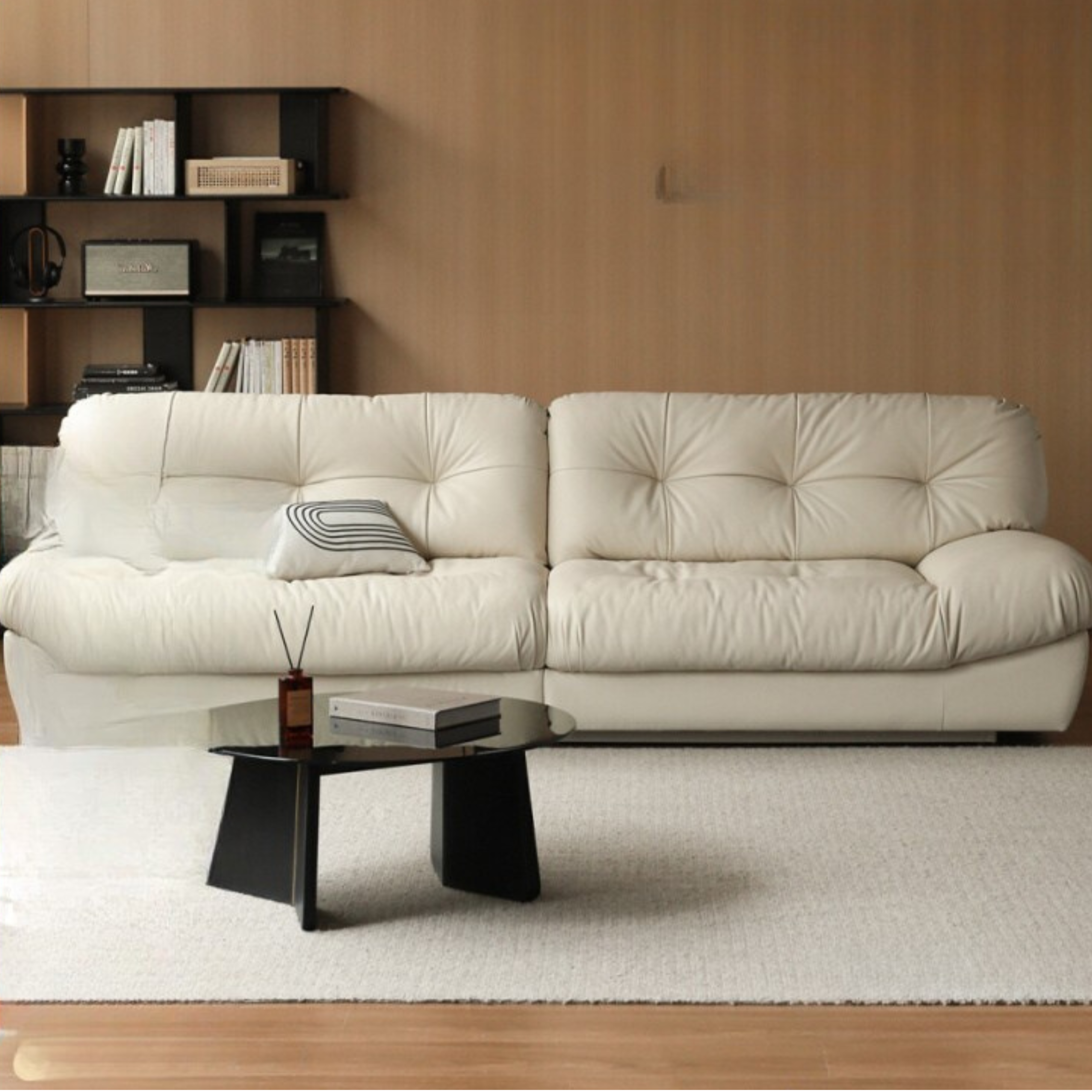 First Layer Cowhide Italian Style Sofa.