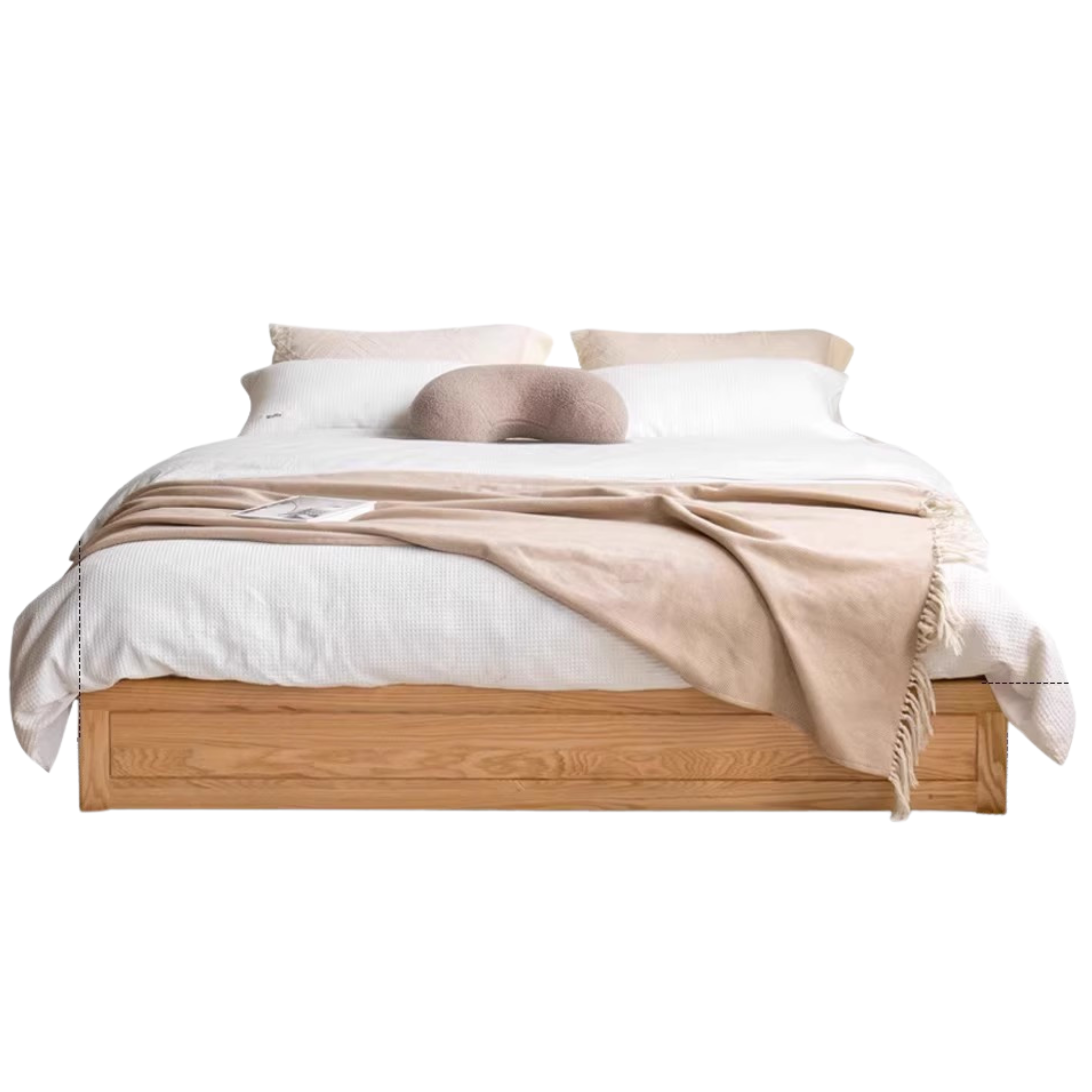 Oak solid wood platform bed, headboard-free Box bed