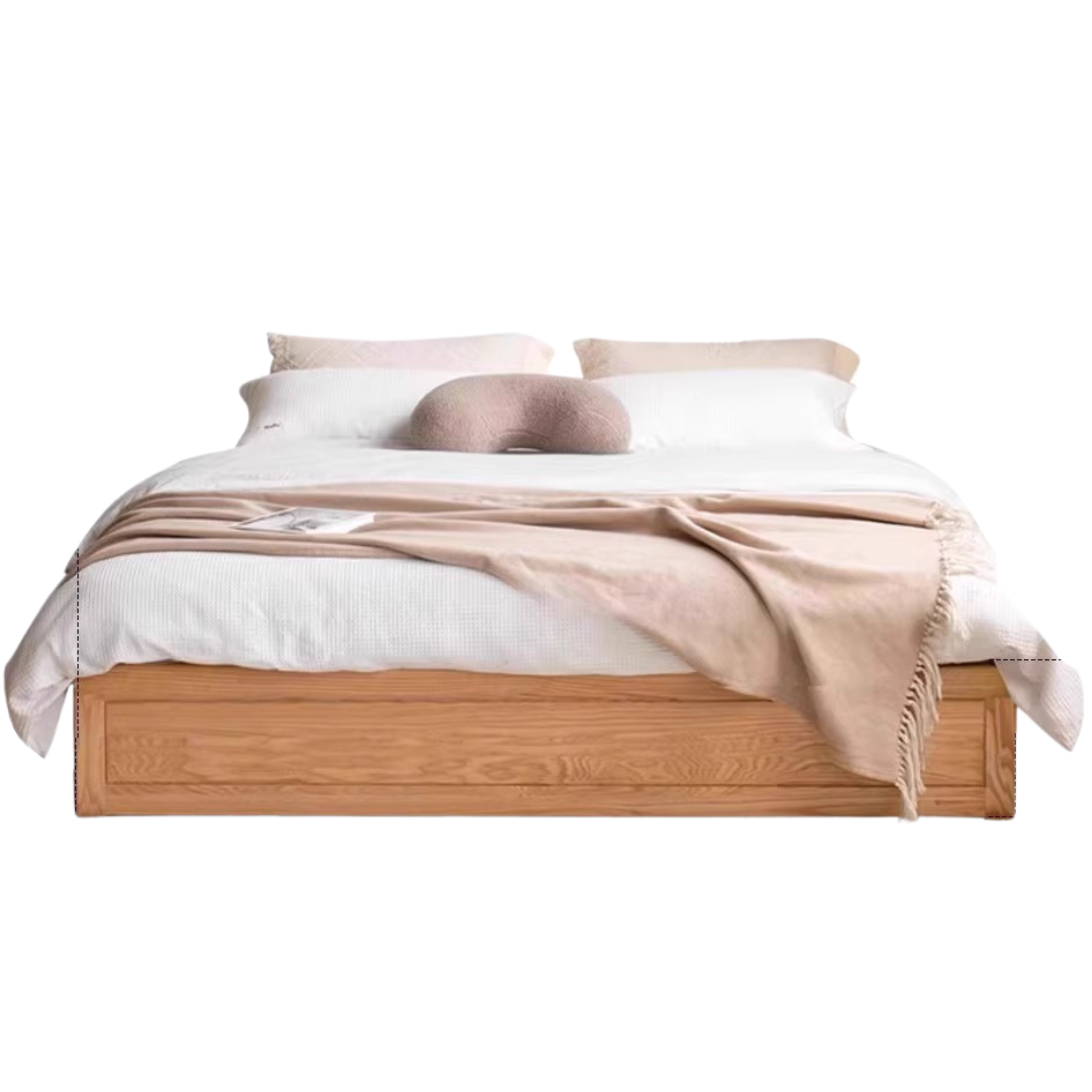 Oak solid wood platform bed, headboard-free Box bed