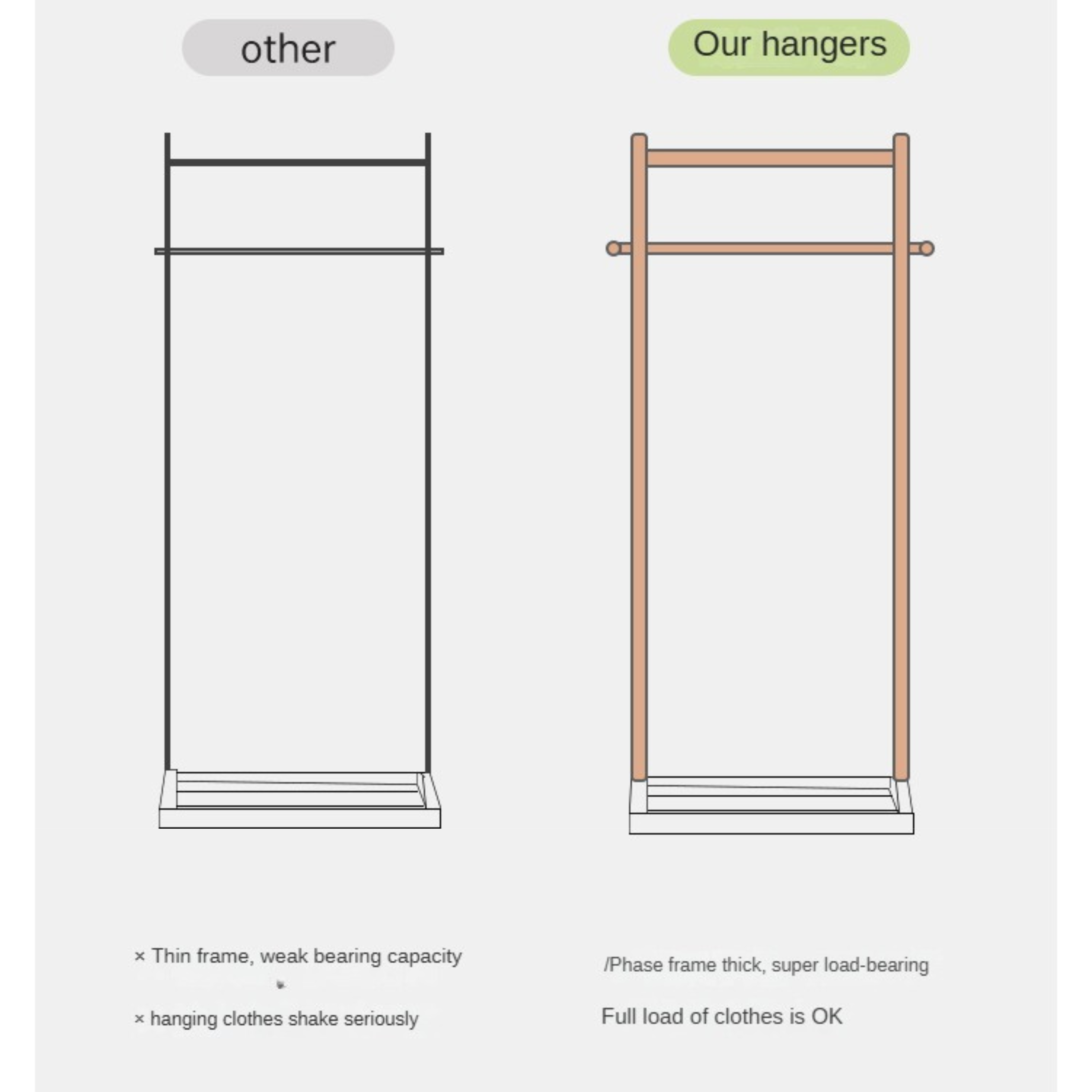 Oak, Birch, Solid Rubberwood Movable Hanger