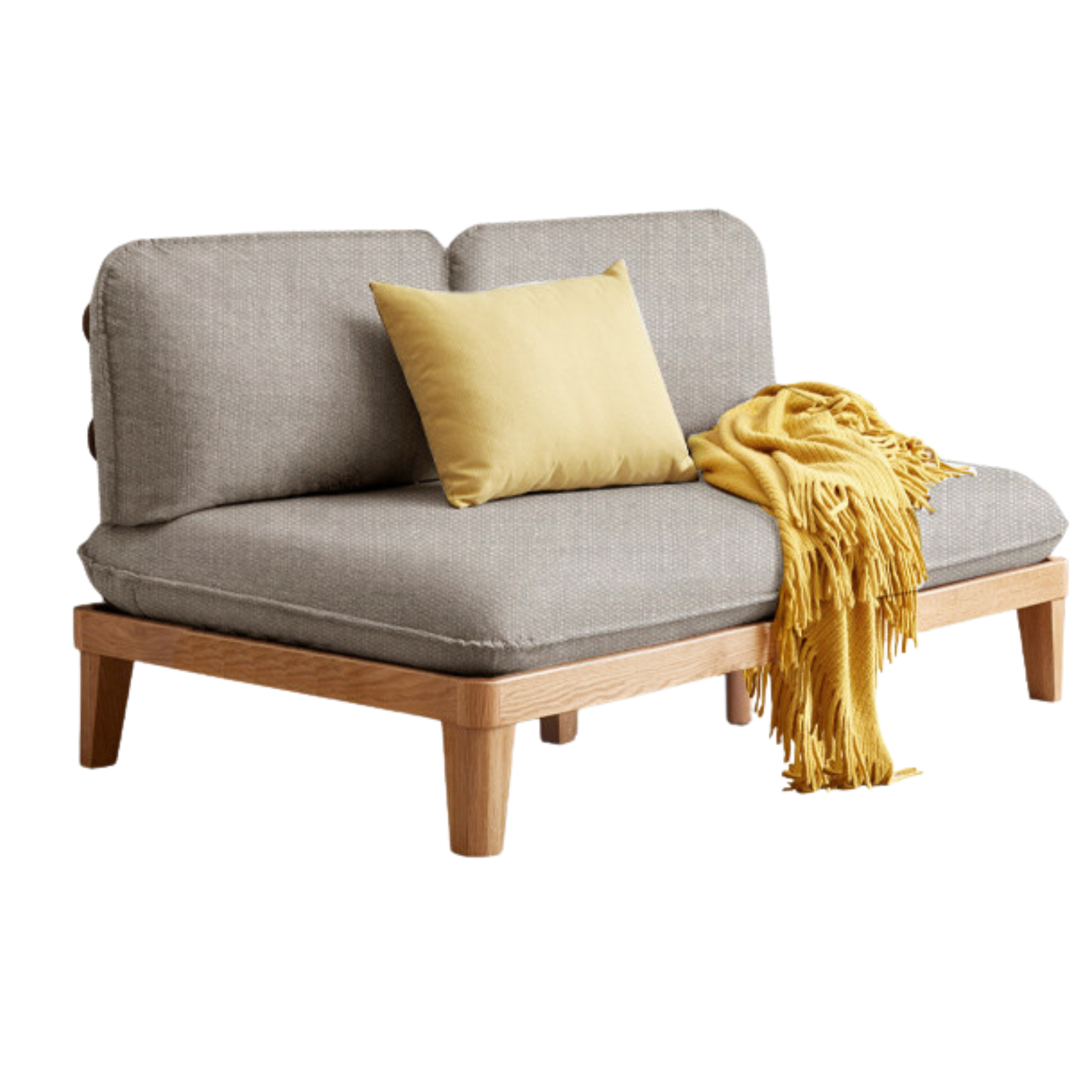 Oak Solid Wood Fabric Sofa.