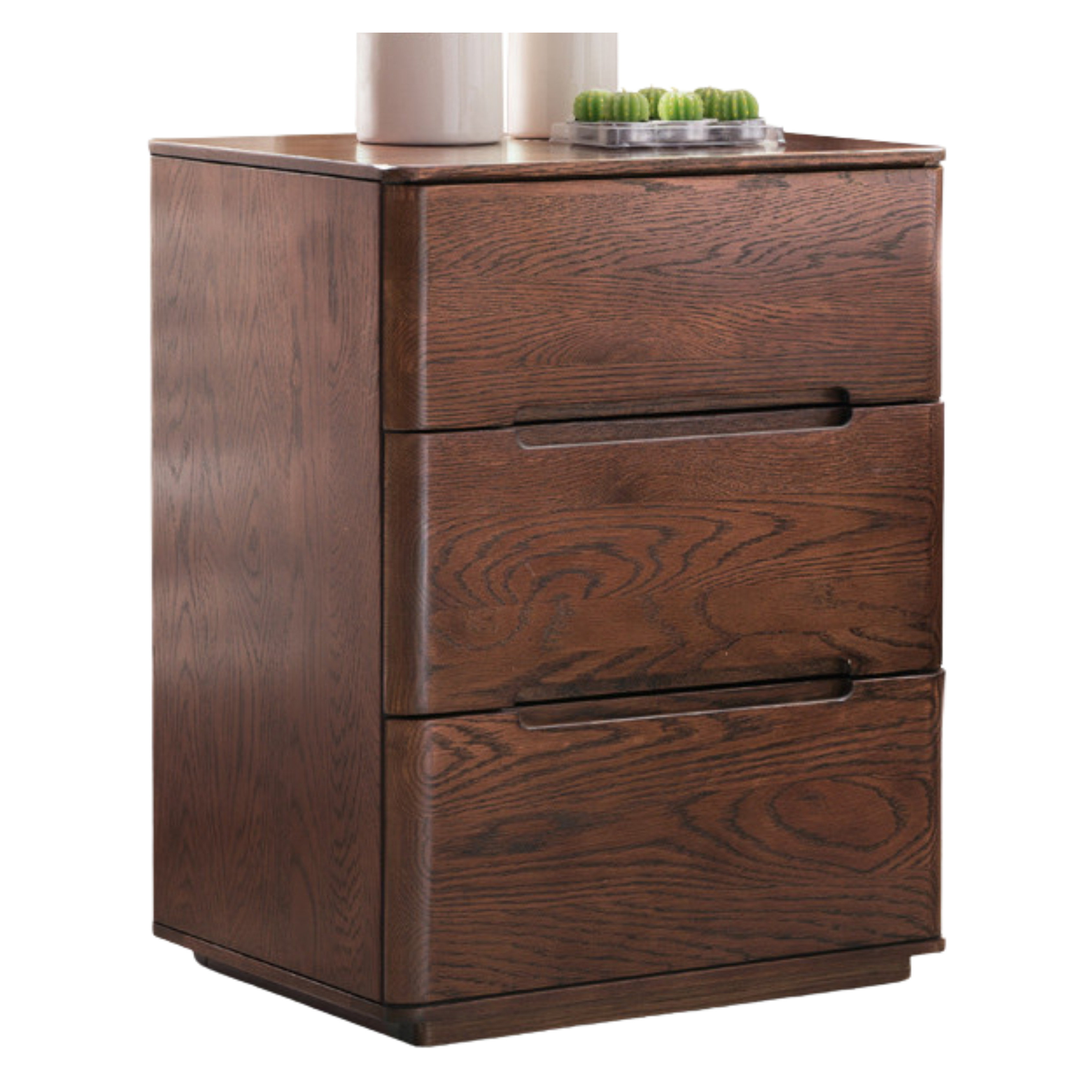 Oak Solid Wood Nightstand with Lock.