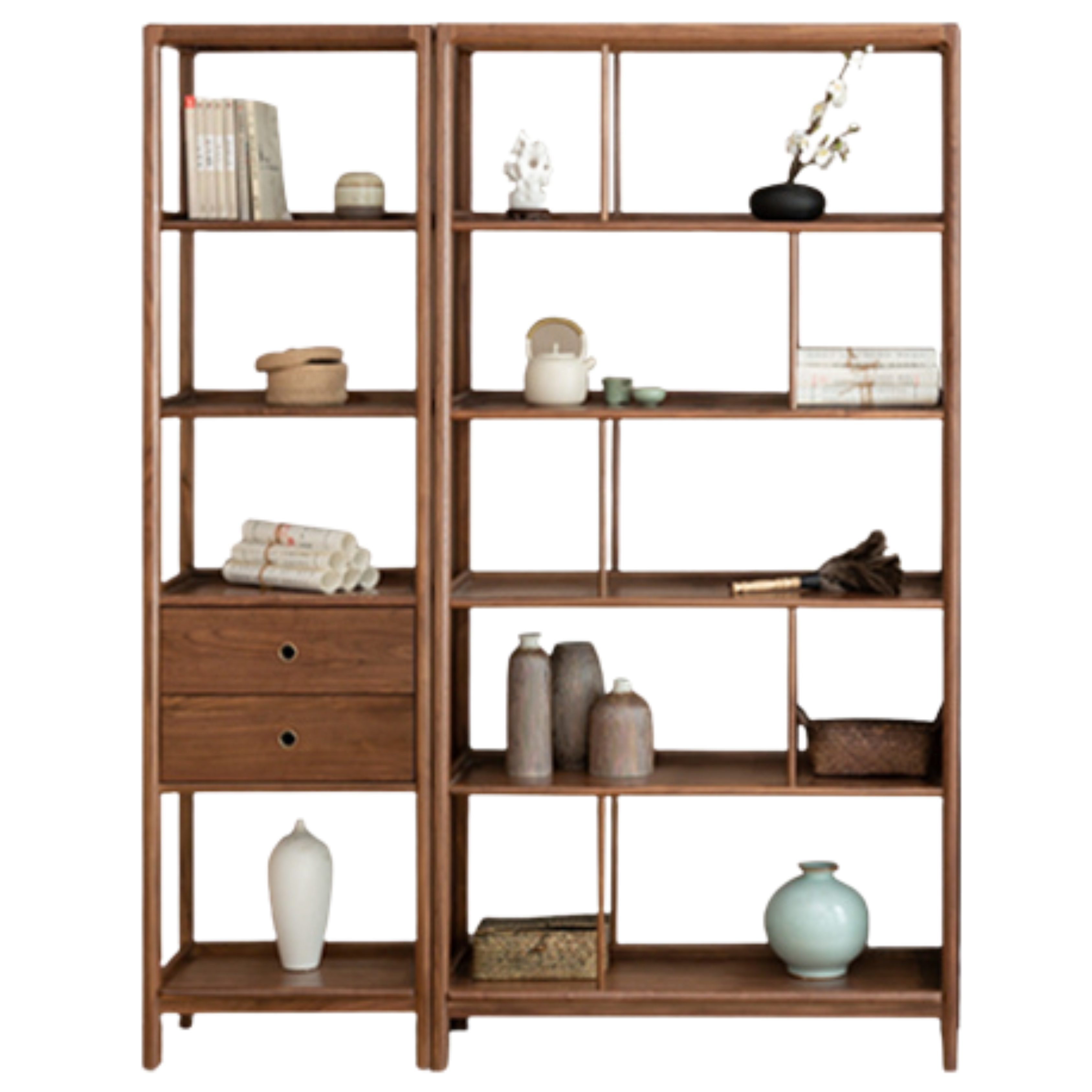 Ash Solid Wood Bookshelf Combined Bookcase Display Cabinet Wall Shelf