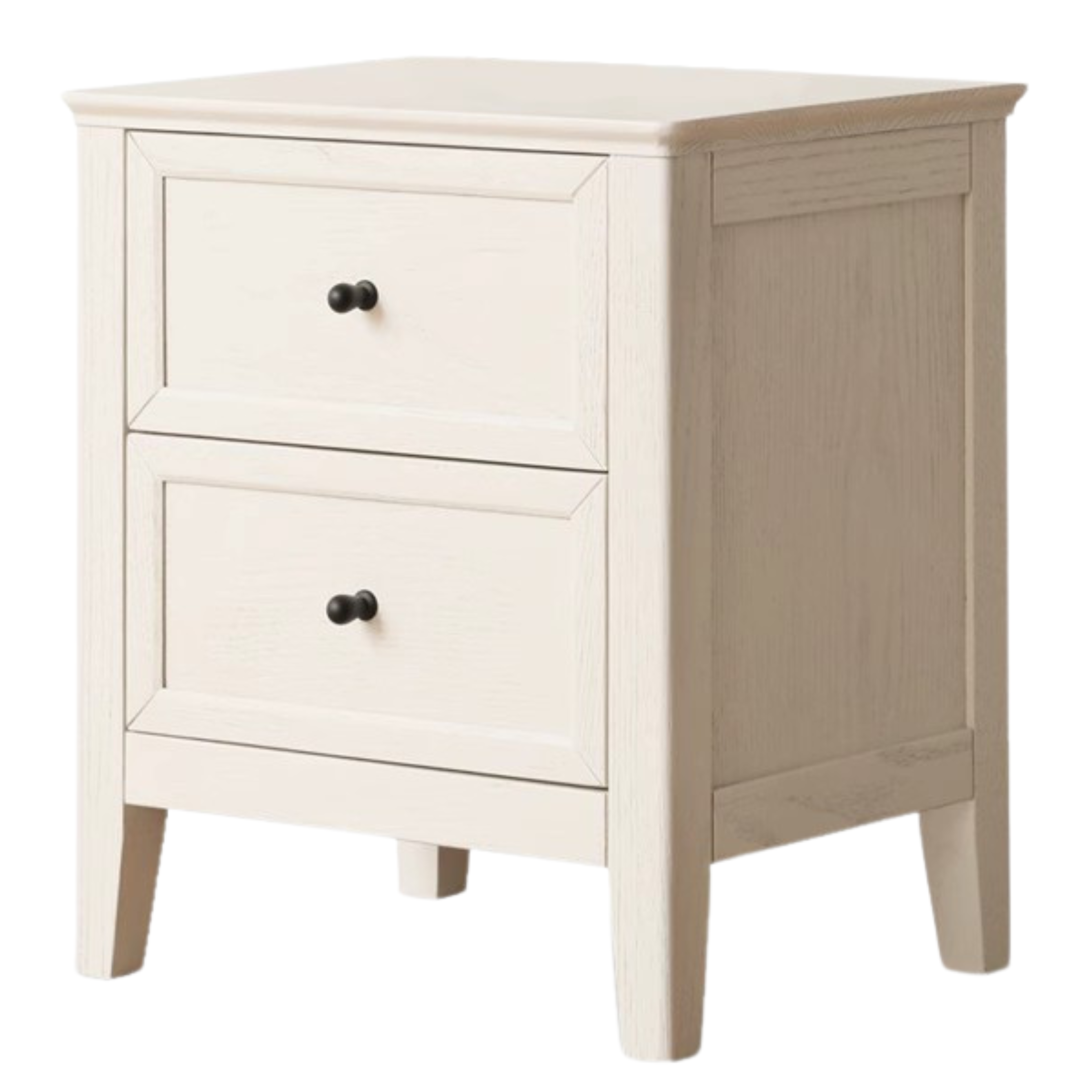 Oak Solid Wood Nightstand Cream American
