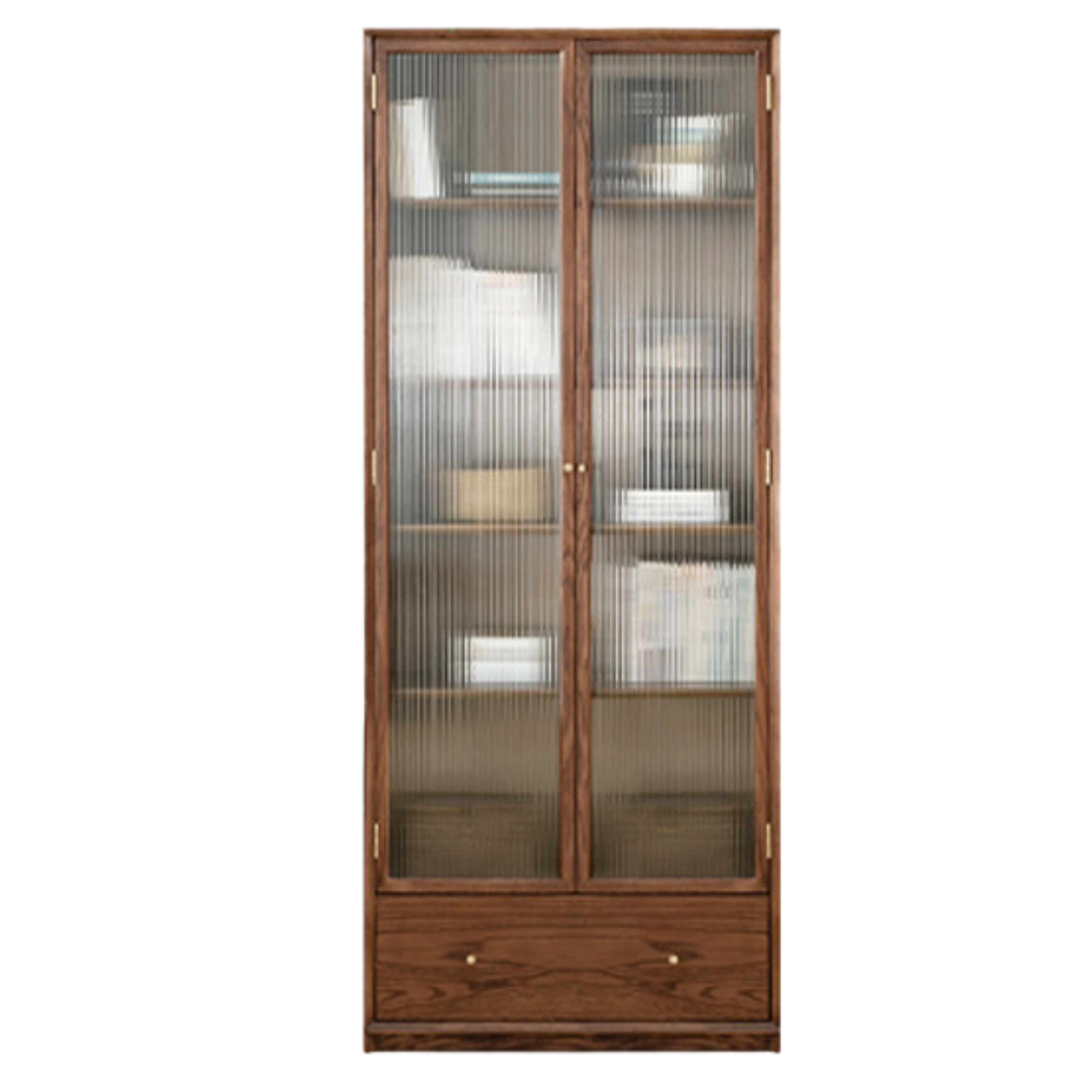 Oak Solid Wood Dust-Proof Glass Door Wall Floor-To-Ceiling Bookshelf