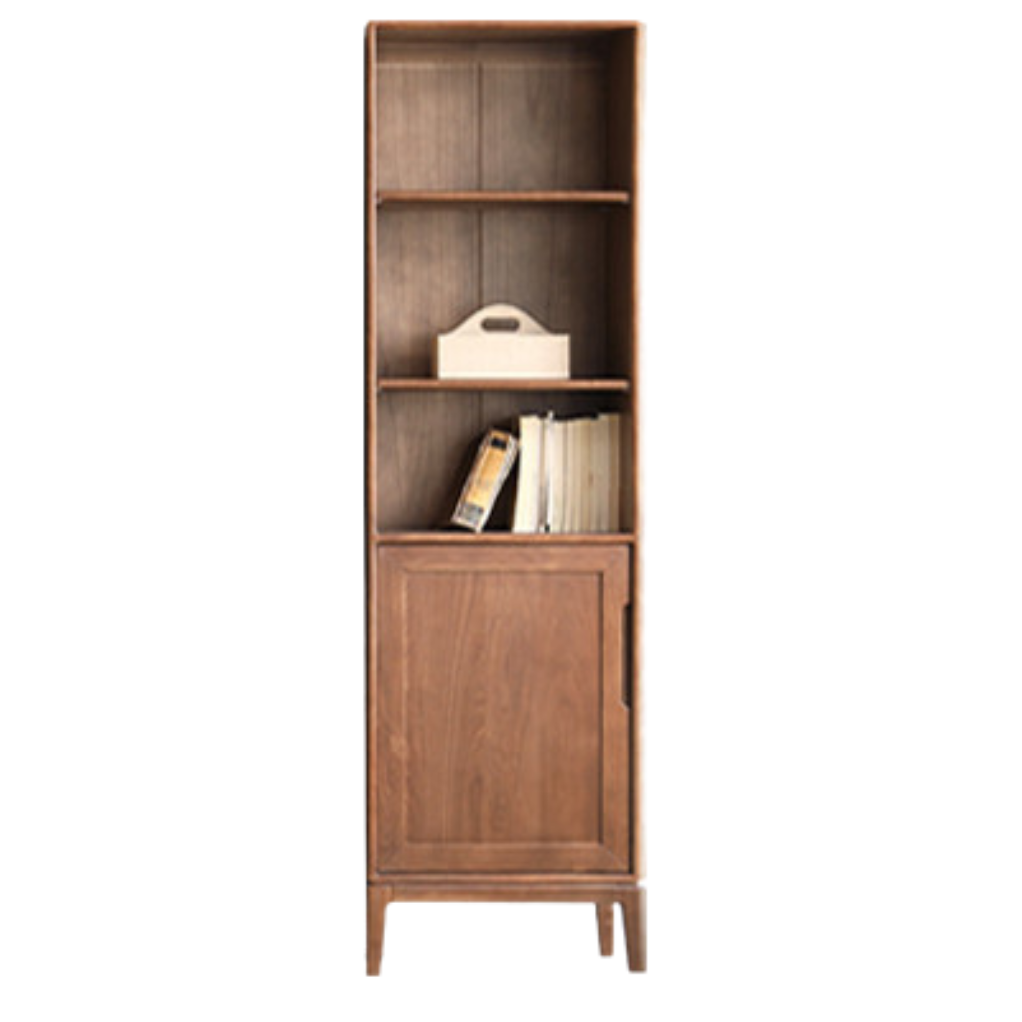 Black Walnut, Ash Solid Wood Combination Dust-Proof Glass Door Bookshelf