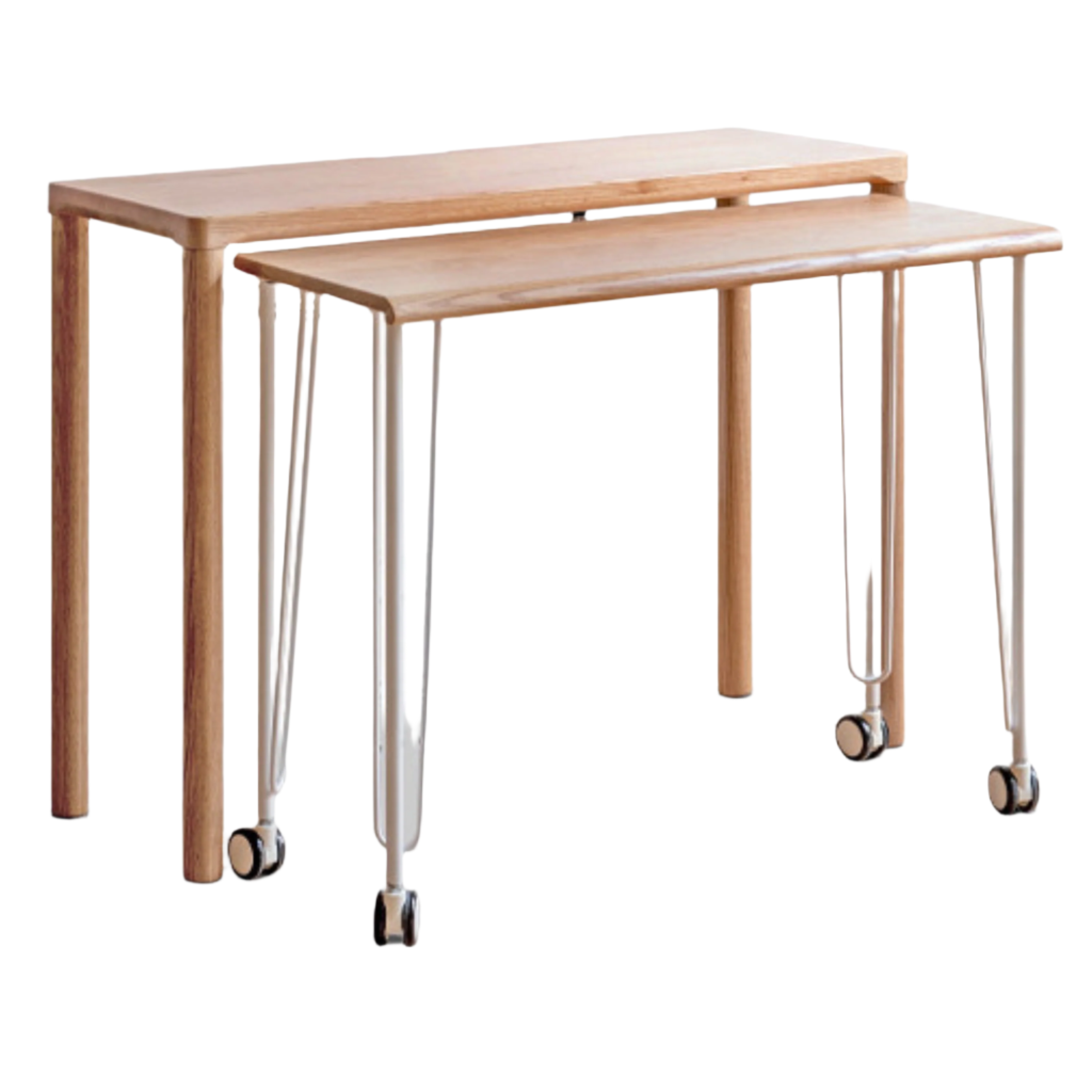 Oak Solid Wood Two-level Stackable Office Desks