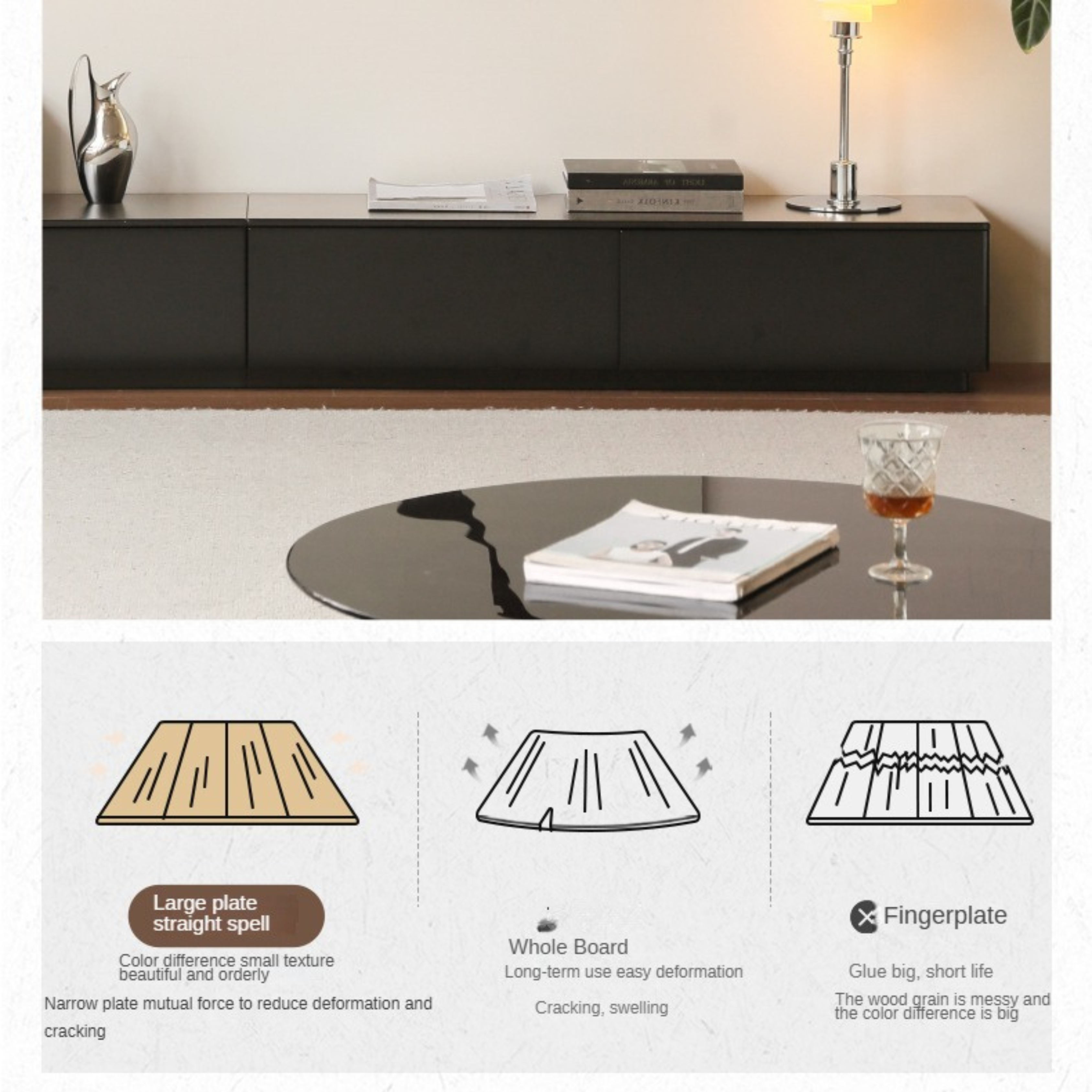 Poplar Solid Wood Floor Storage TV Cabinet.