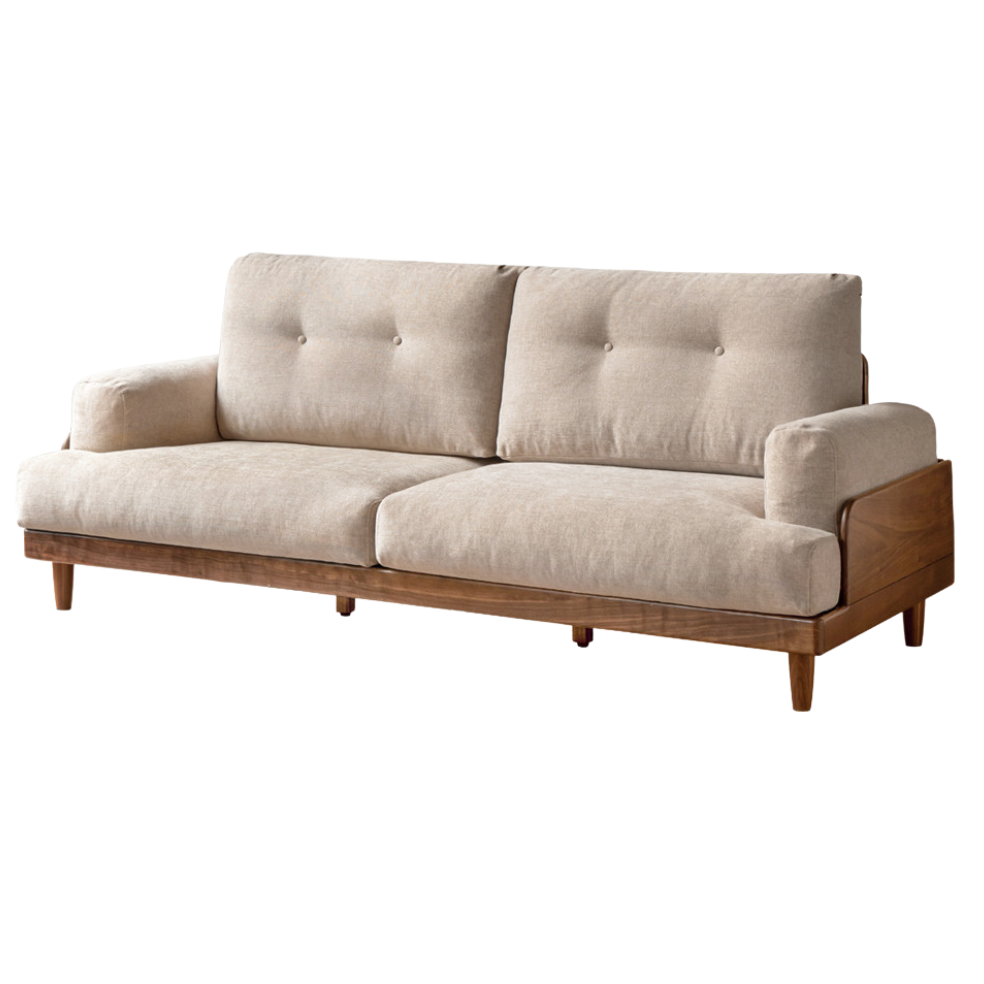 Black Walnut Solid Wood Leather, Fabric Sofa Modern