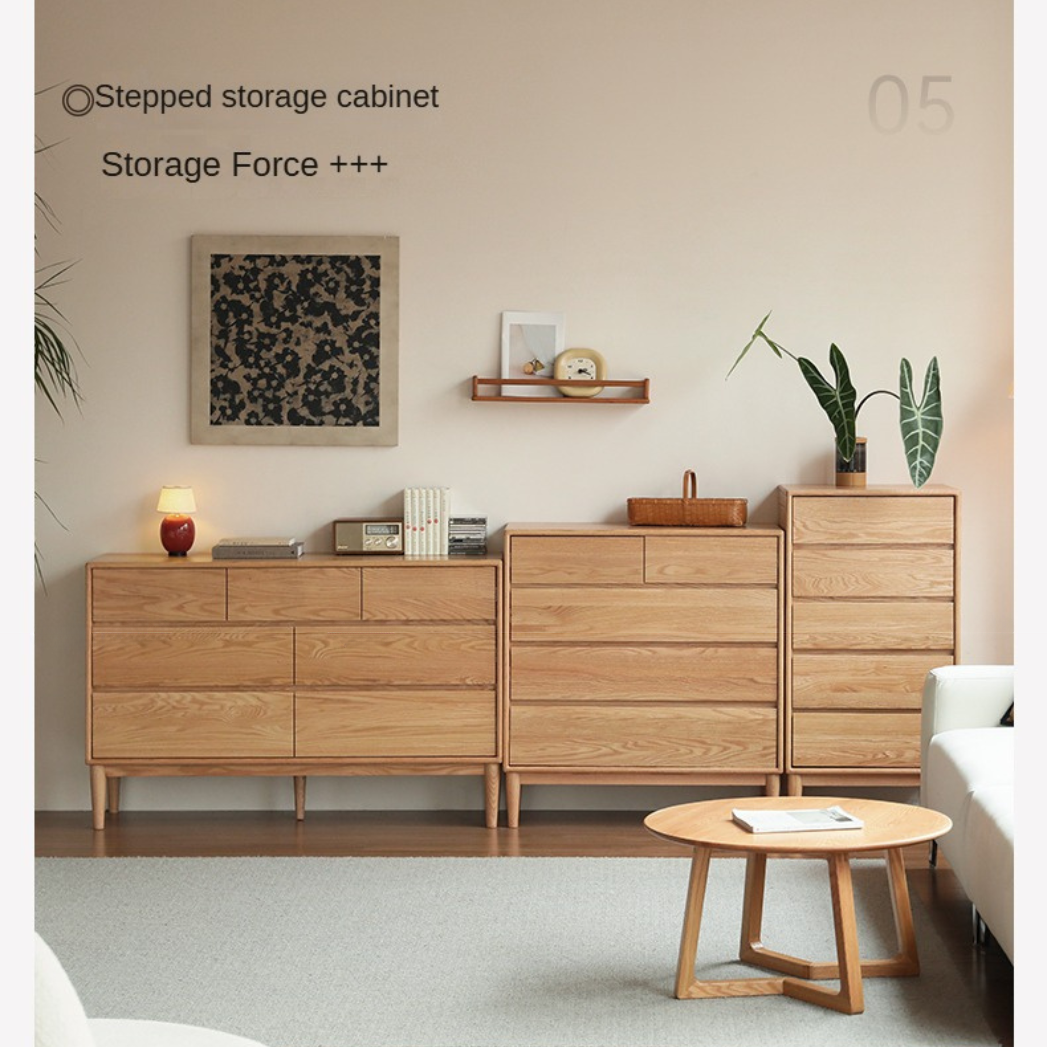 Oak Solid Wood Small Chest of Drawers