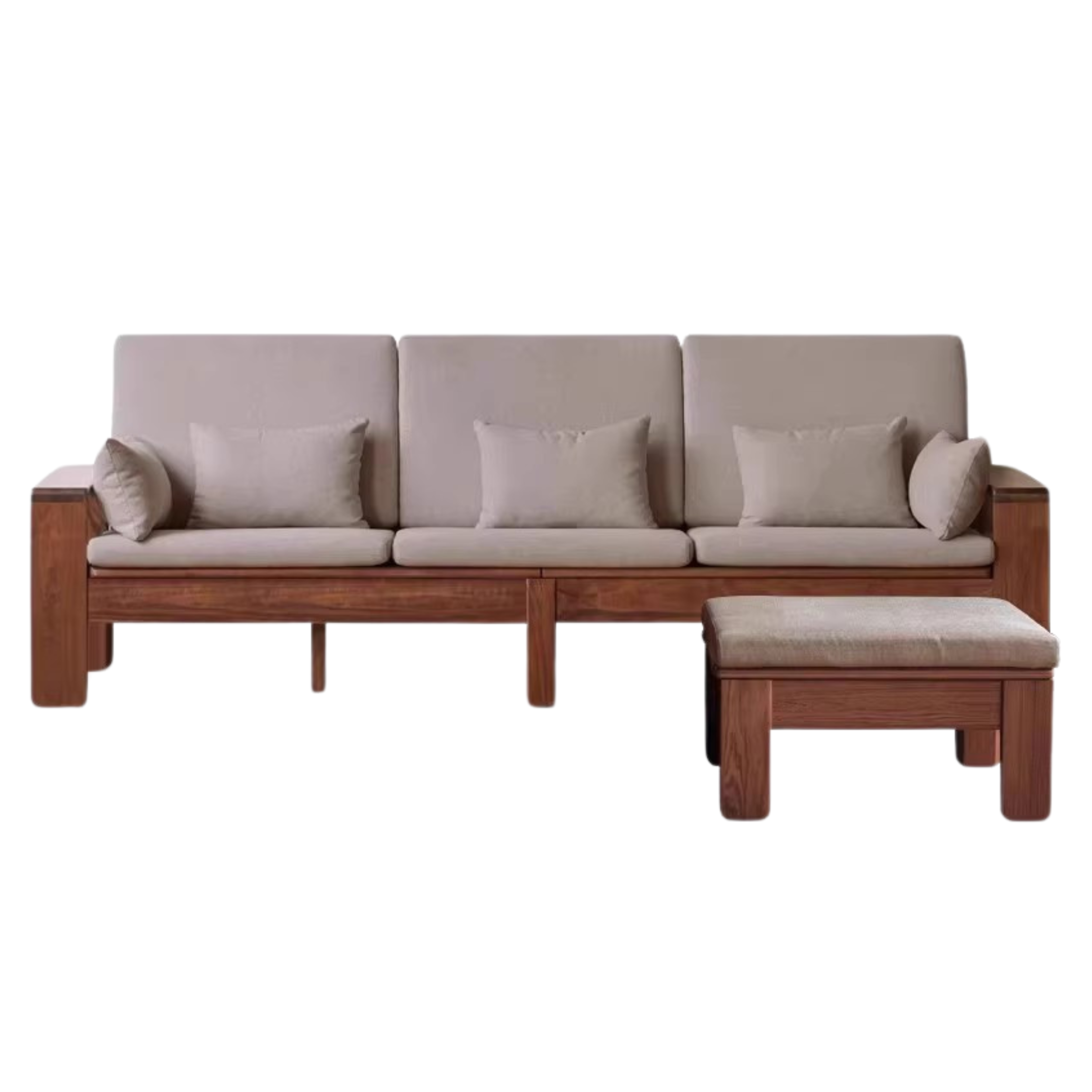 Black Walnut, Solid Sandalwood Fabric Sofa Nordic Dual-purpose Sofa-