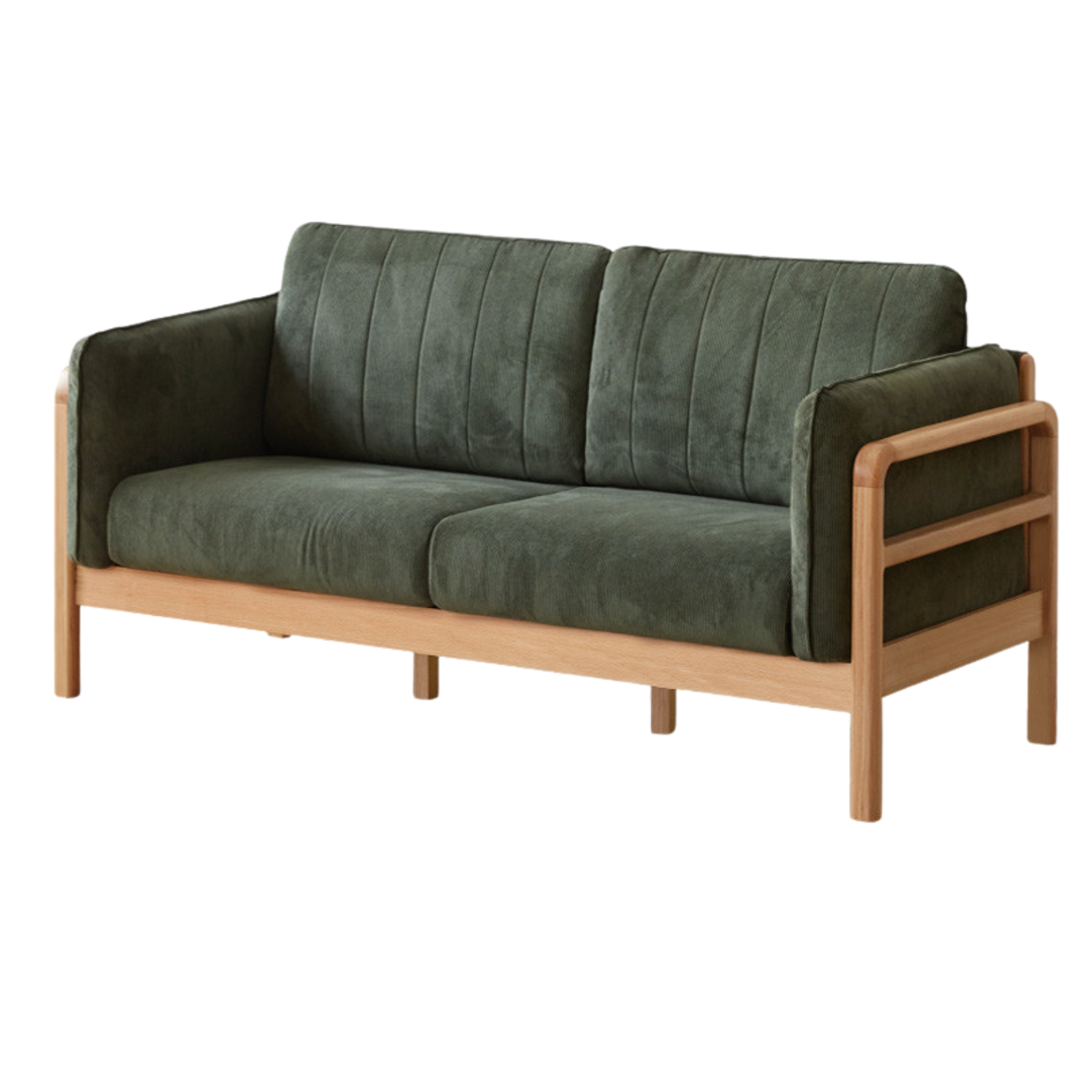 Oak Solid Wood Modern Simple Fabric Straight Sofa
