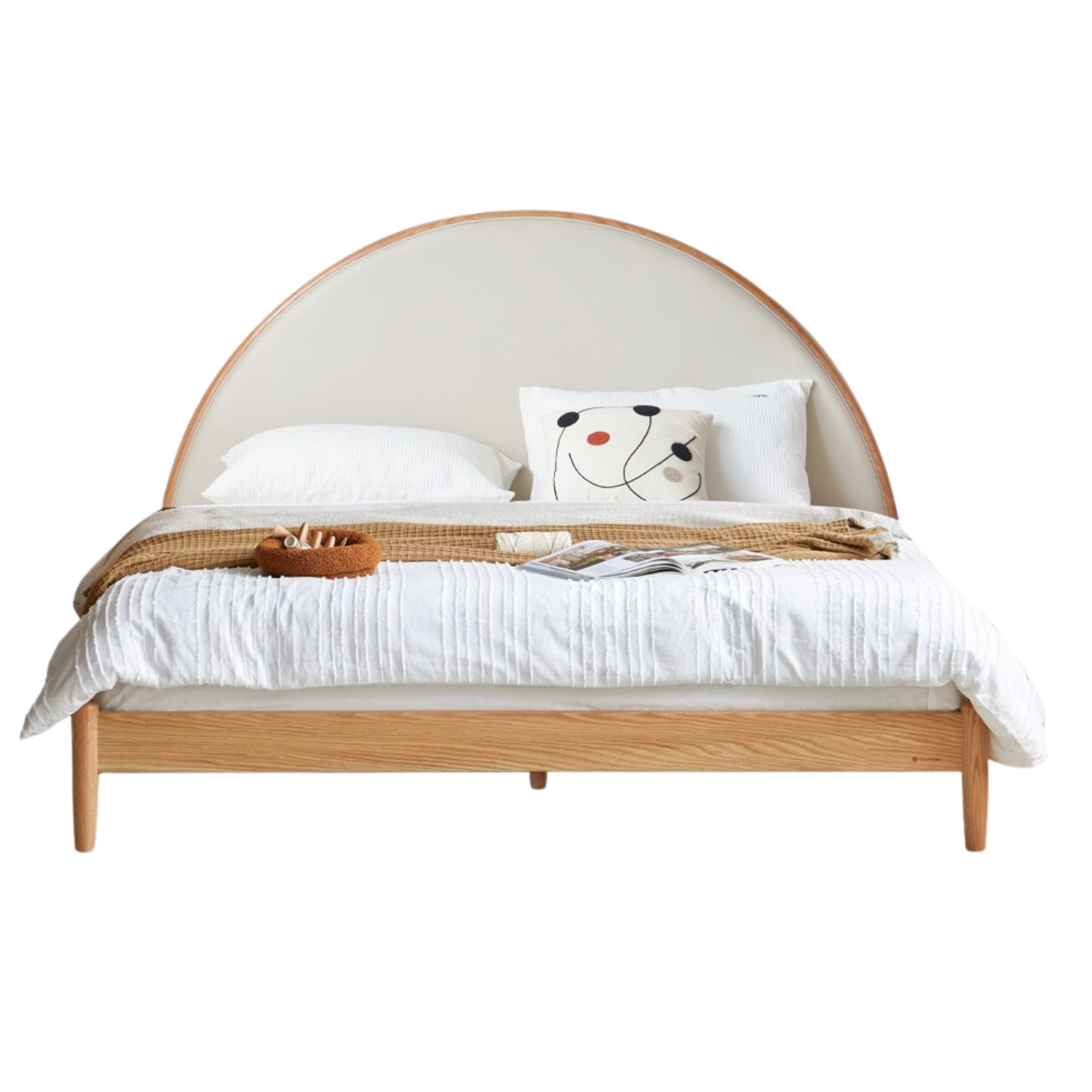 Oak Solid Wood Sunrise Bed Technology Cloth