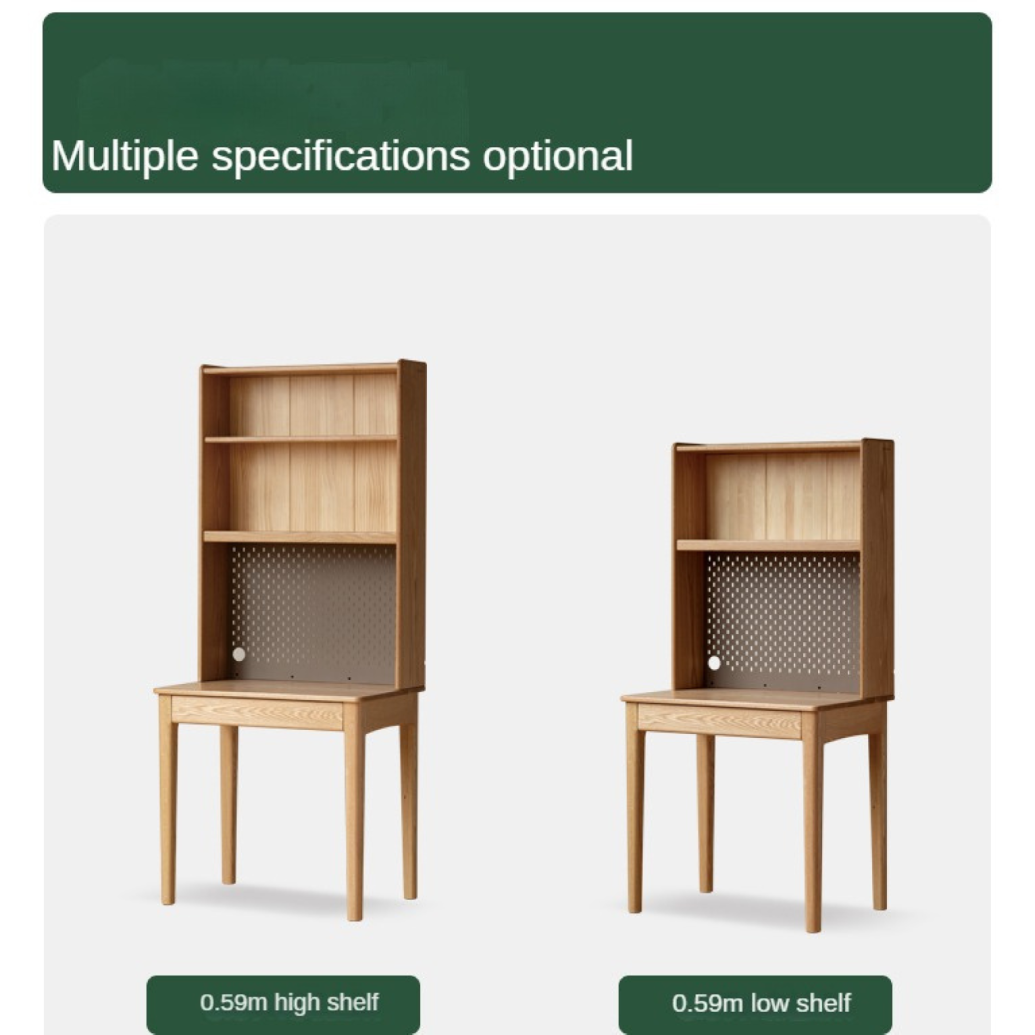 Oak, Ash Solid Wood Modern Desk Bookshelf Integrated