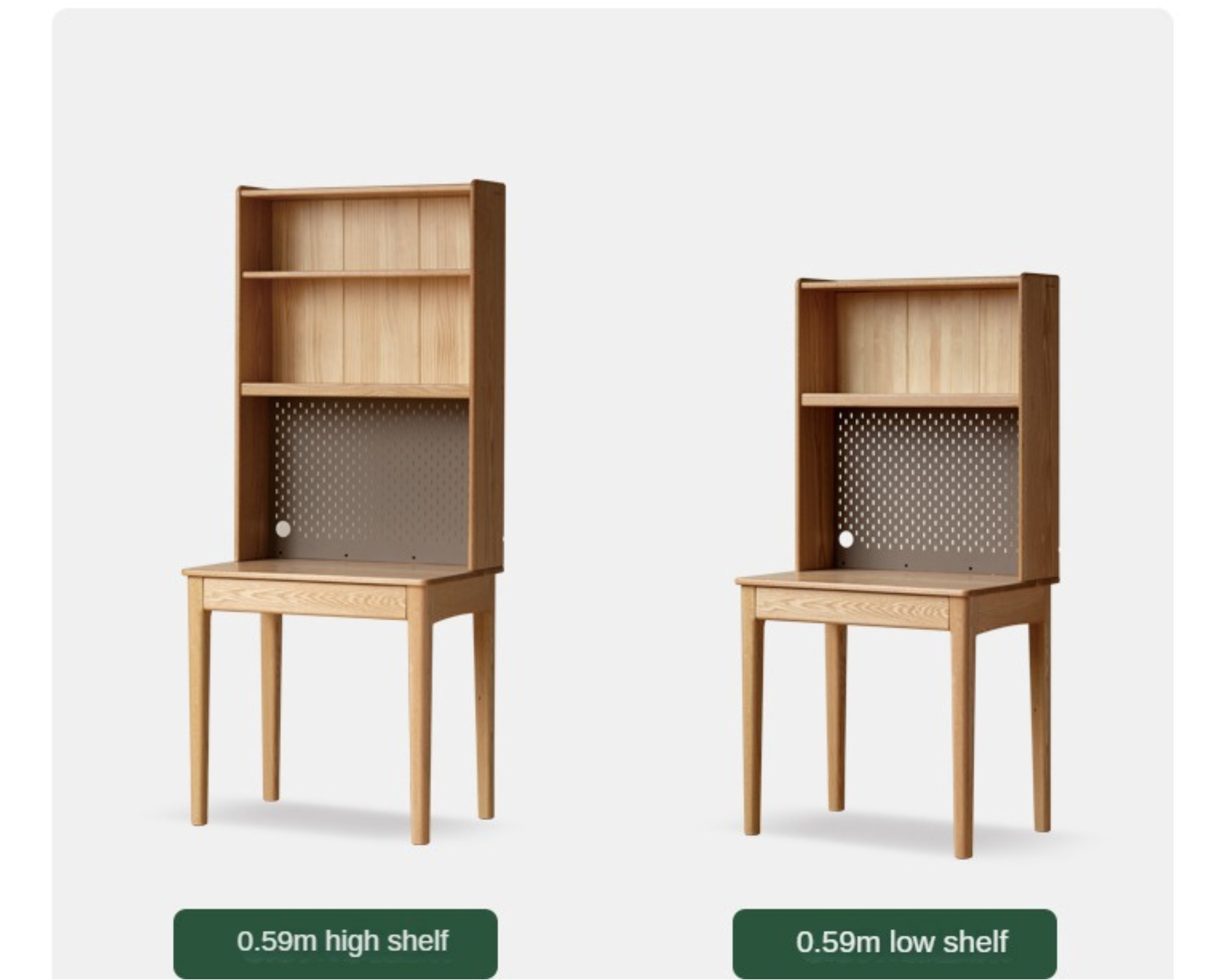 Oak, Ash Solid Wood Modern Desk Bookshelf Integrated
