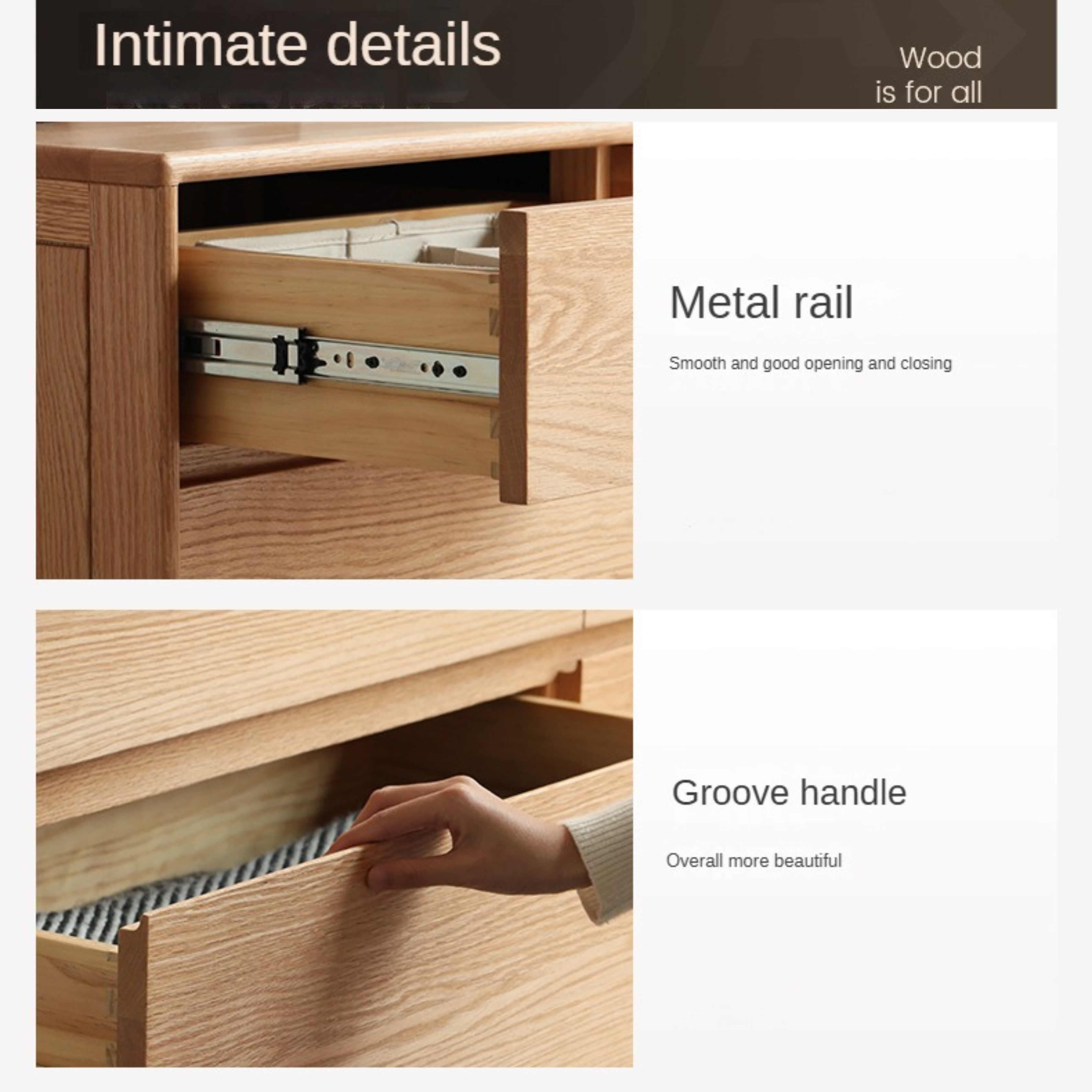 Oak Solid Wood Small Chest of Drawers