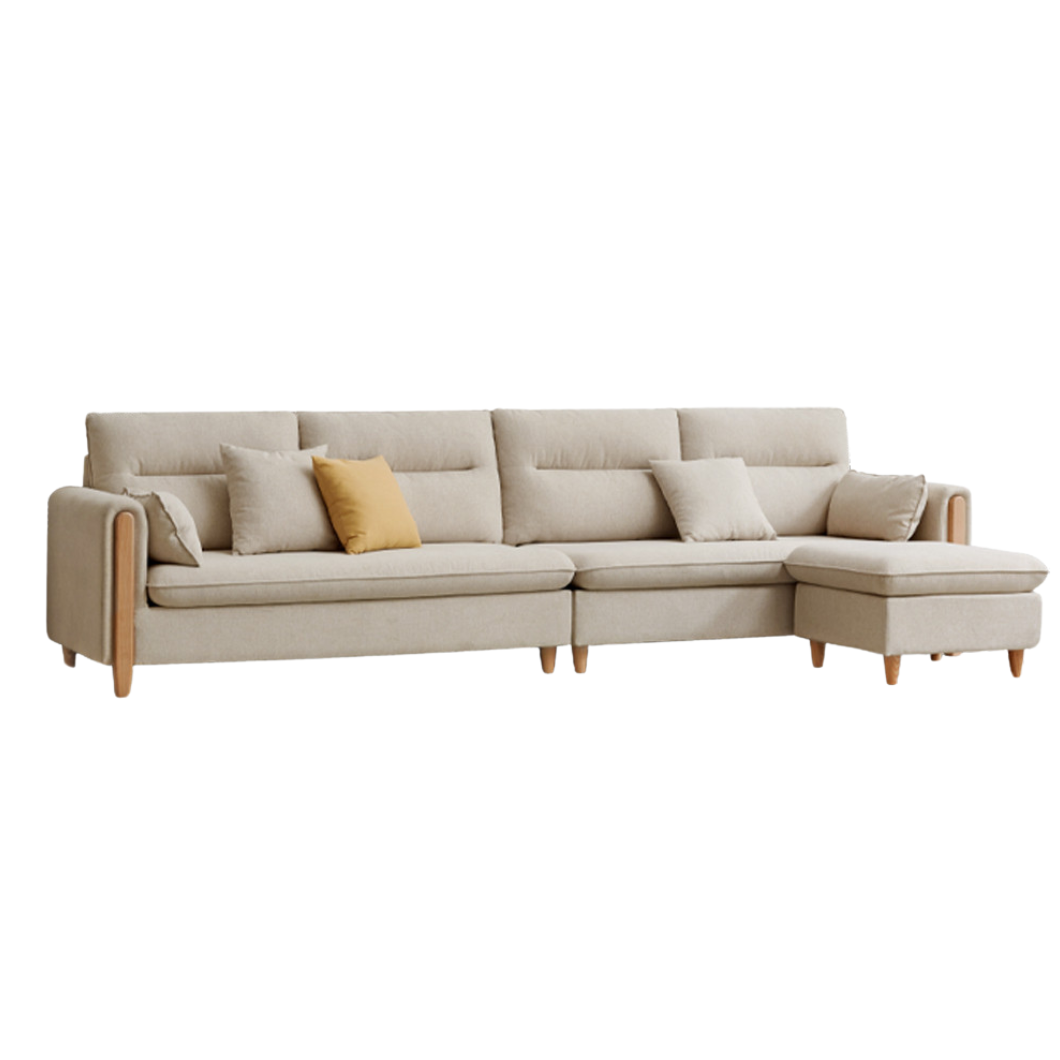 Oak Solid Wood Luxury Fabric Sofa.