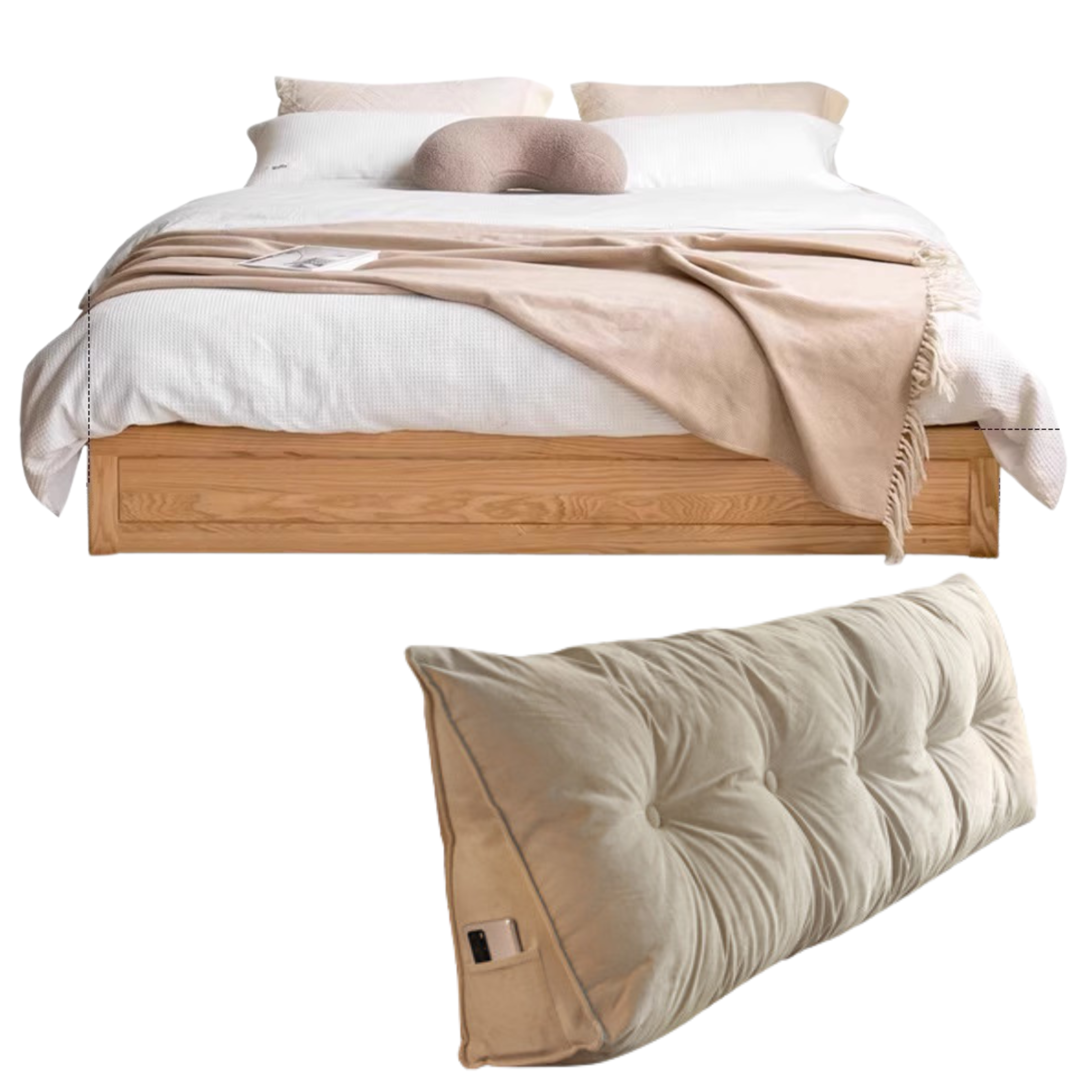 Oak solid wood platform bed, headboard-free Box bed