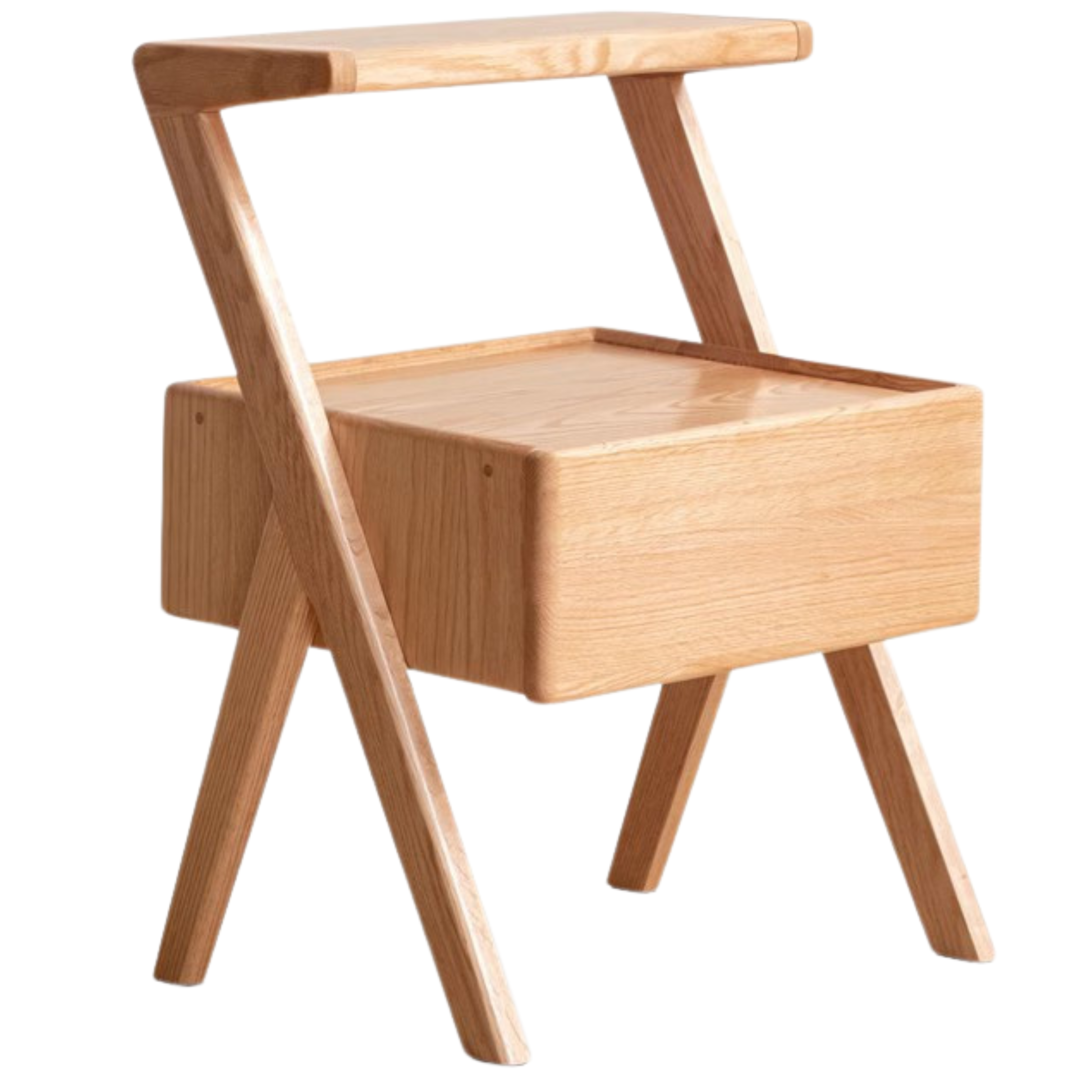 Oak Solid Wood Nightstand Rack Integrated Light)