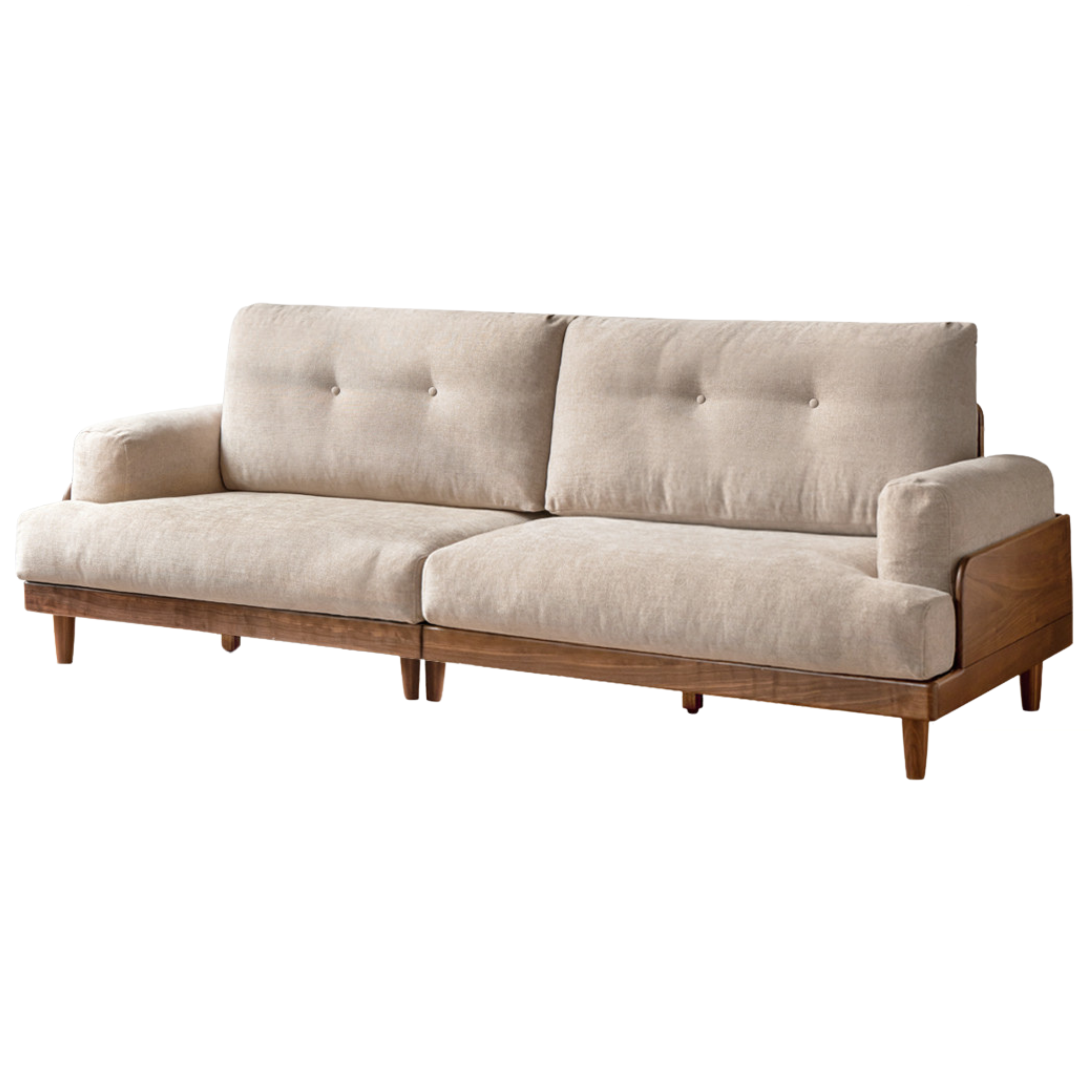 Black Walnut Solid Wood Leather, Fabric Sofa Modern