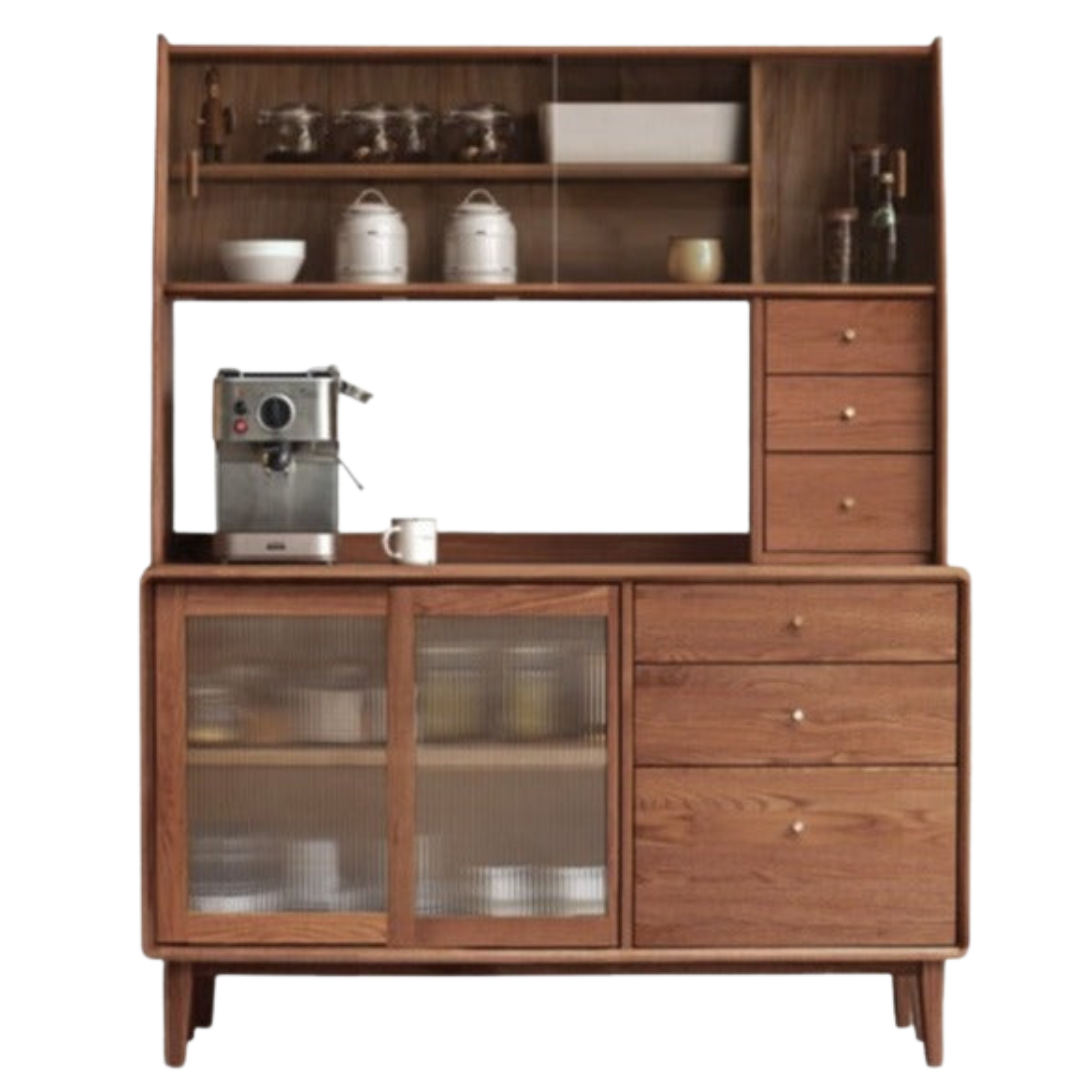 Solid Rubberwood, Oak Solid Wood Sideboard, Buffet Cabinet