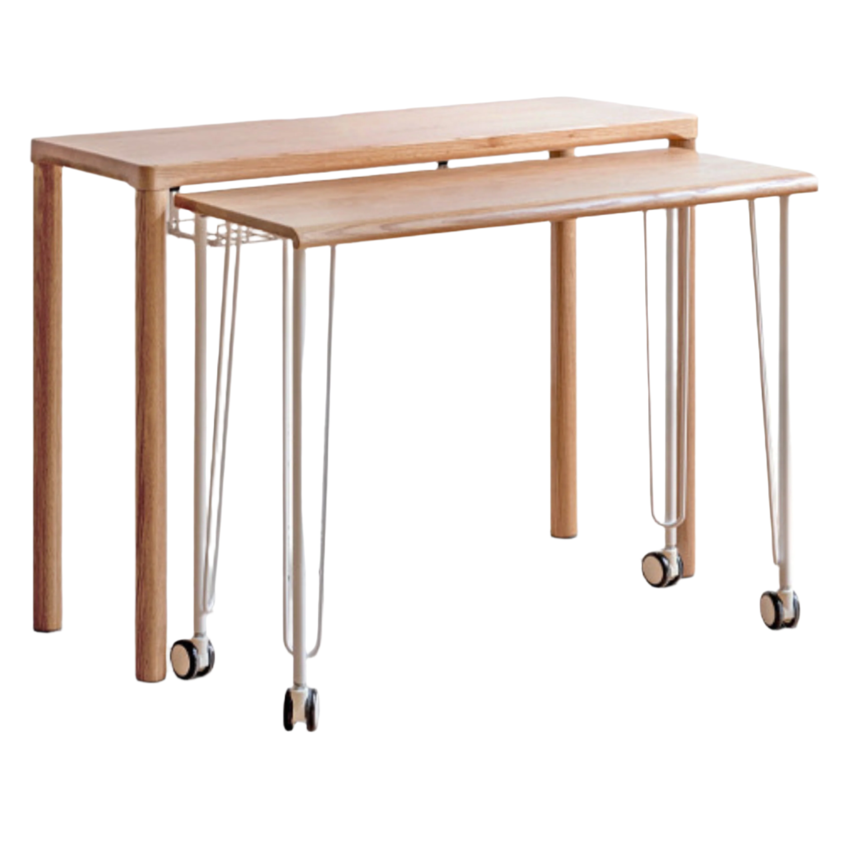 Oak Solid Wood Two-level Stackable Office Desks