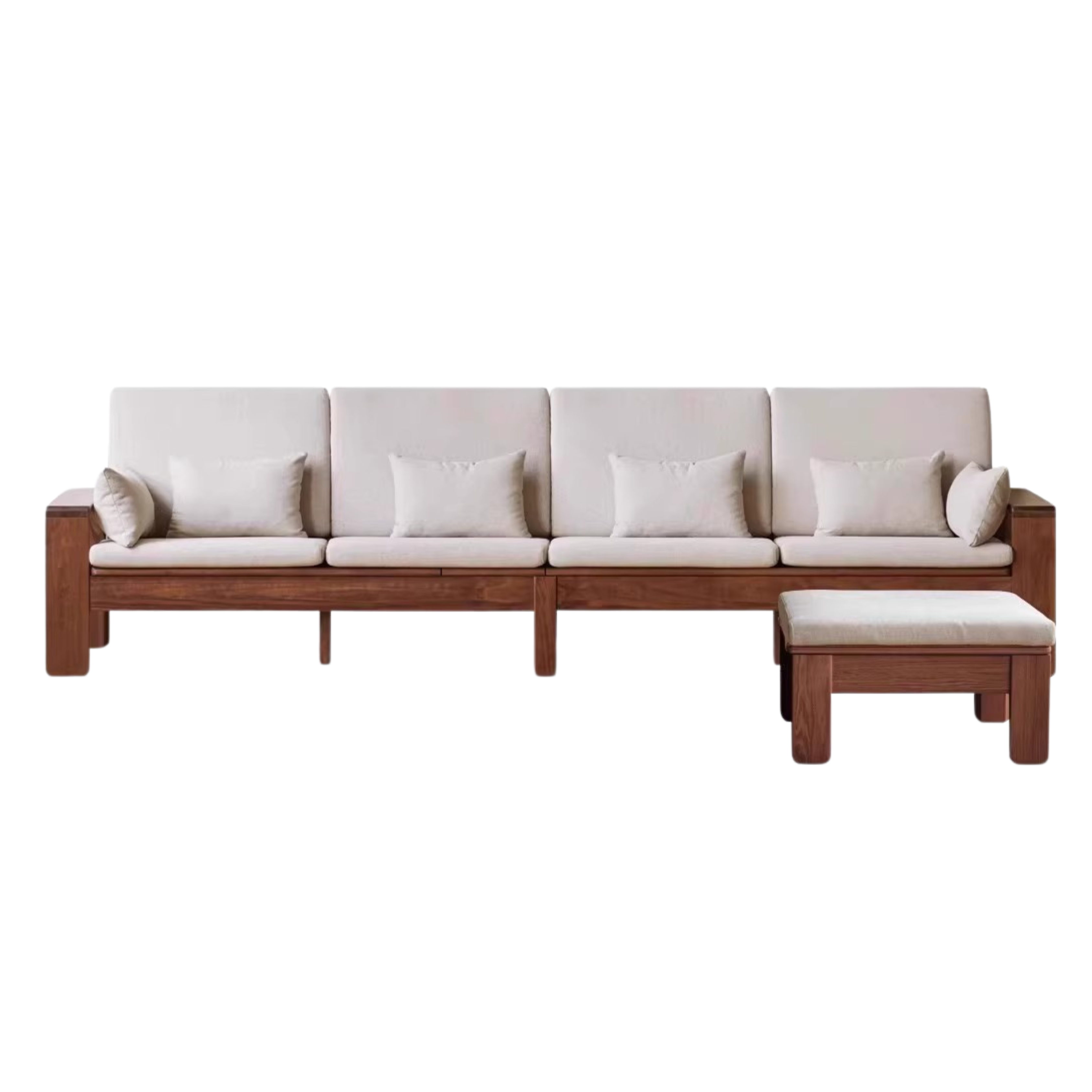 Black Walnut, Solid Sandalwood Fabric Sofa Nordic Dual-purpose Sofa-