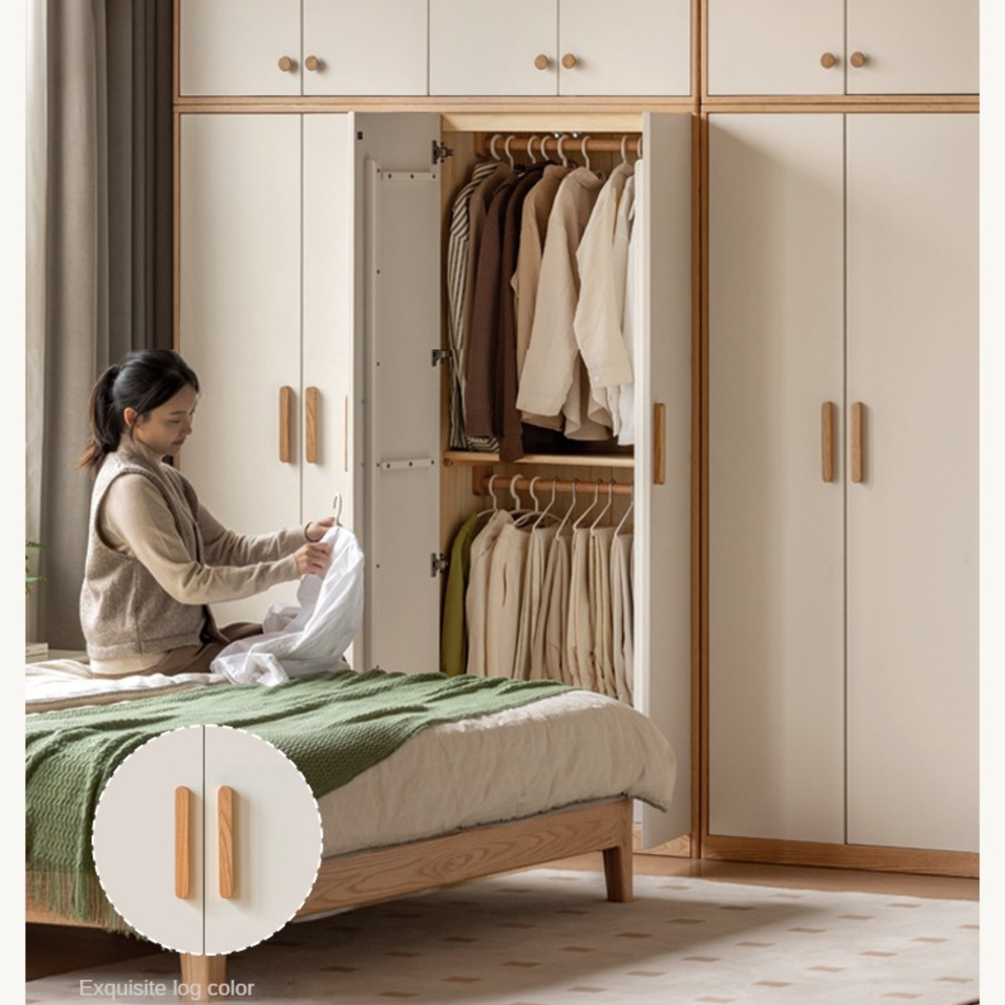 Oak Solid Wood Locker Modern Wardrobe.