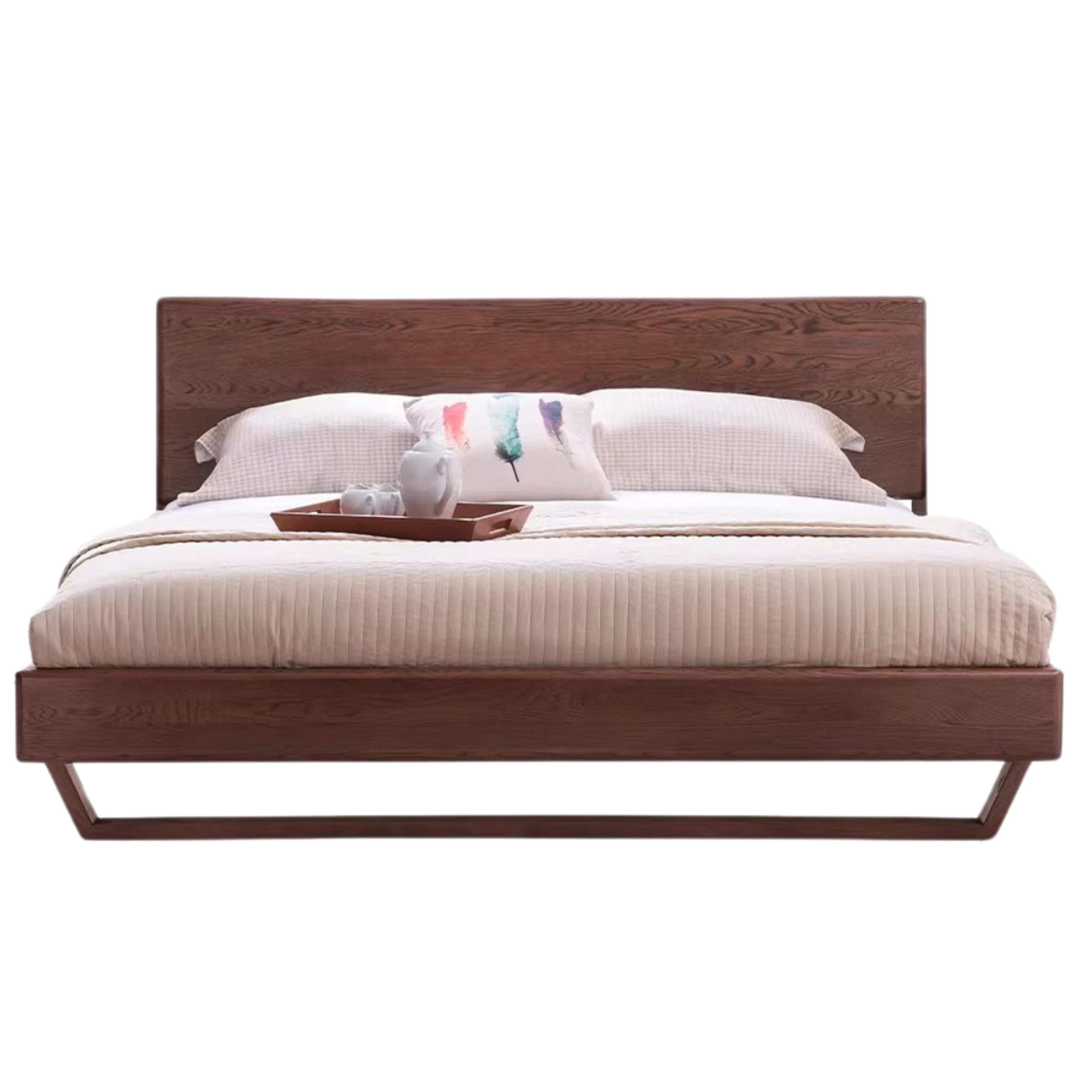 Oak, Black Walnut, Teak Solid Wood Suspended Bed