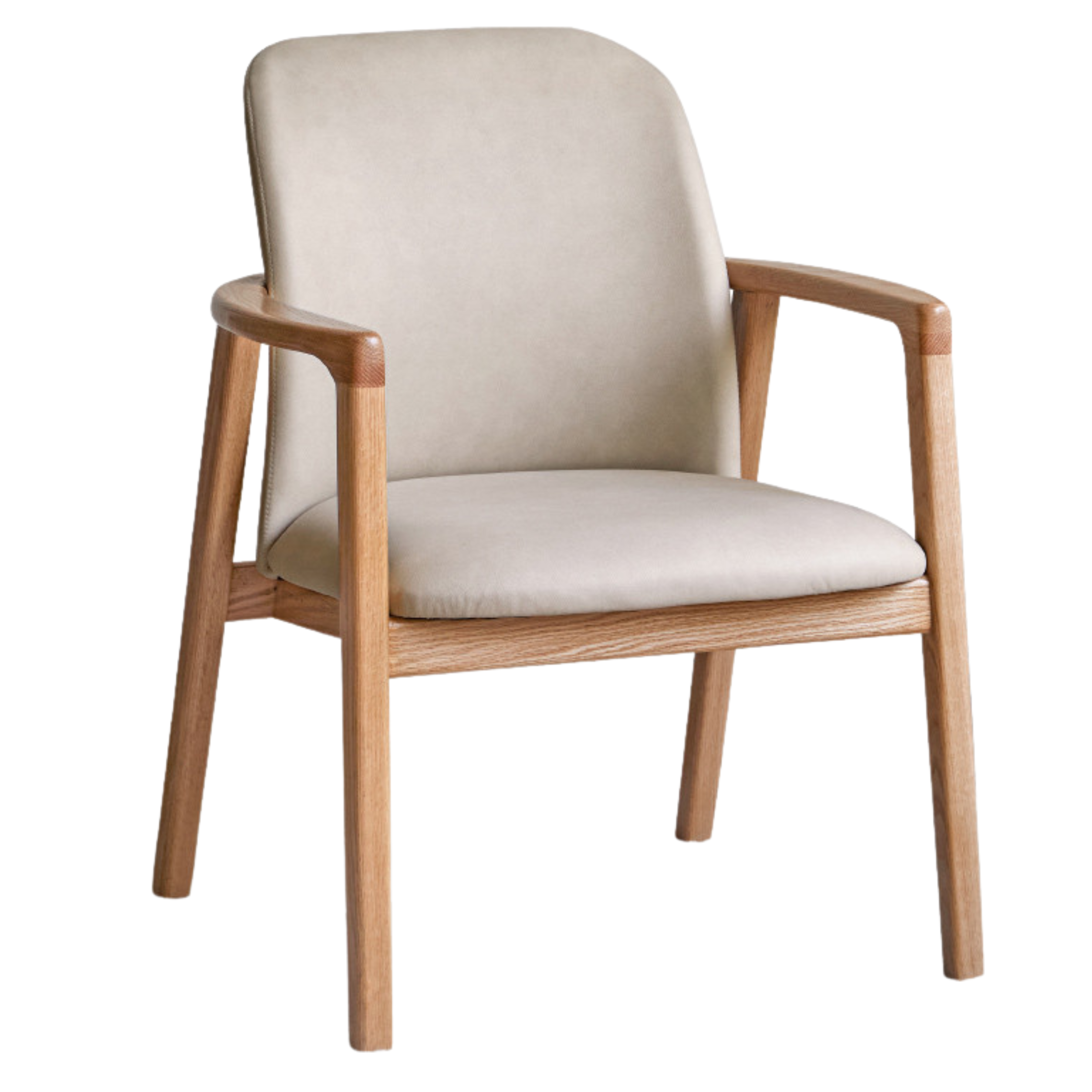 Oak Solid Wood Organic Leather Technology Cloth Chair