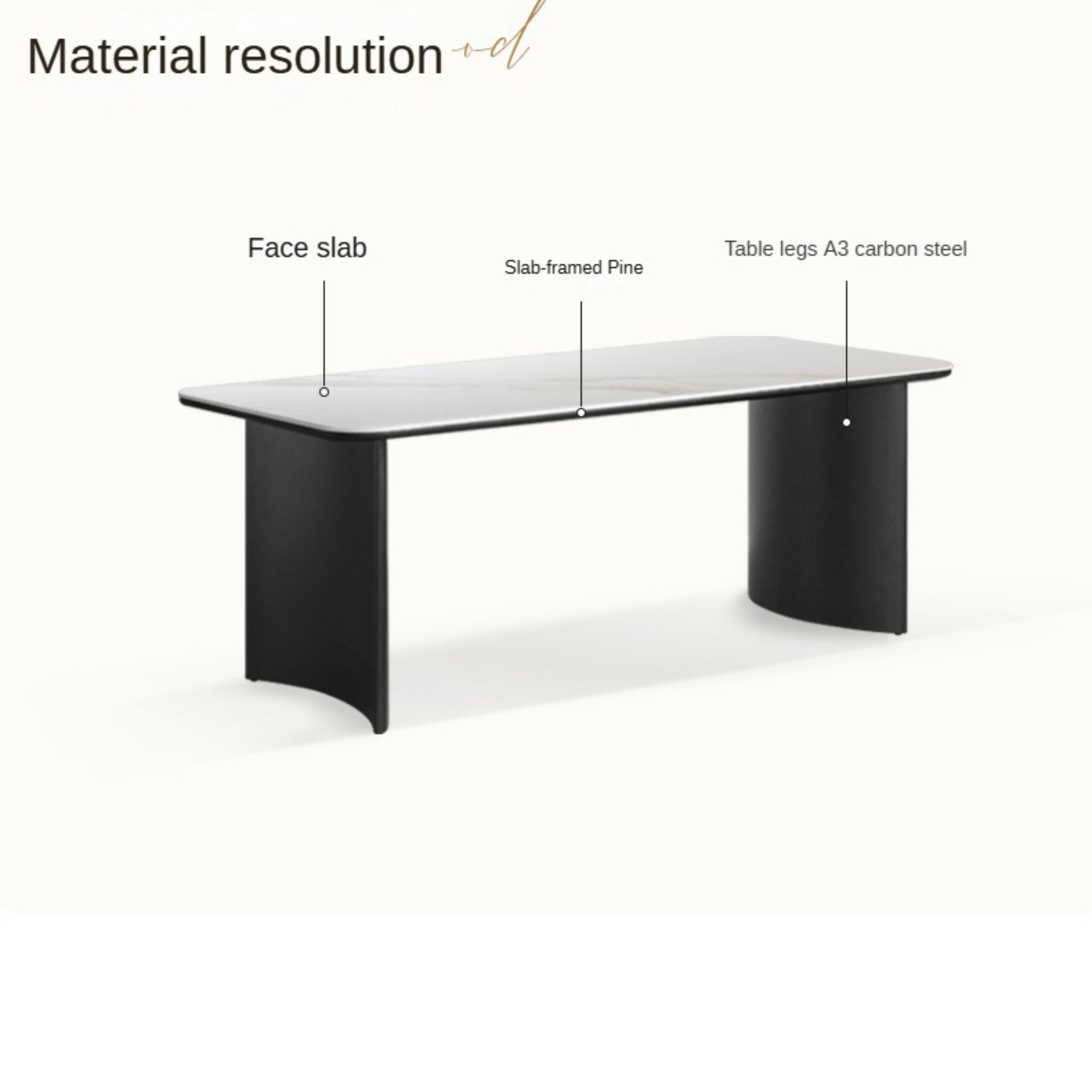 Wrought Iron Rock Slab Dining Table With Metal Leg