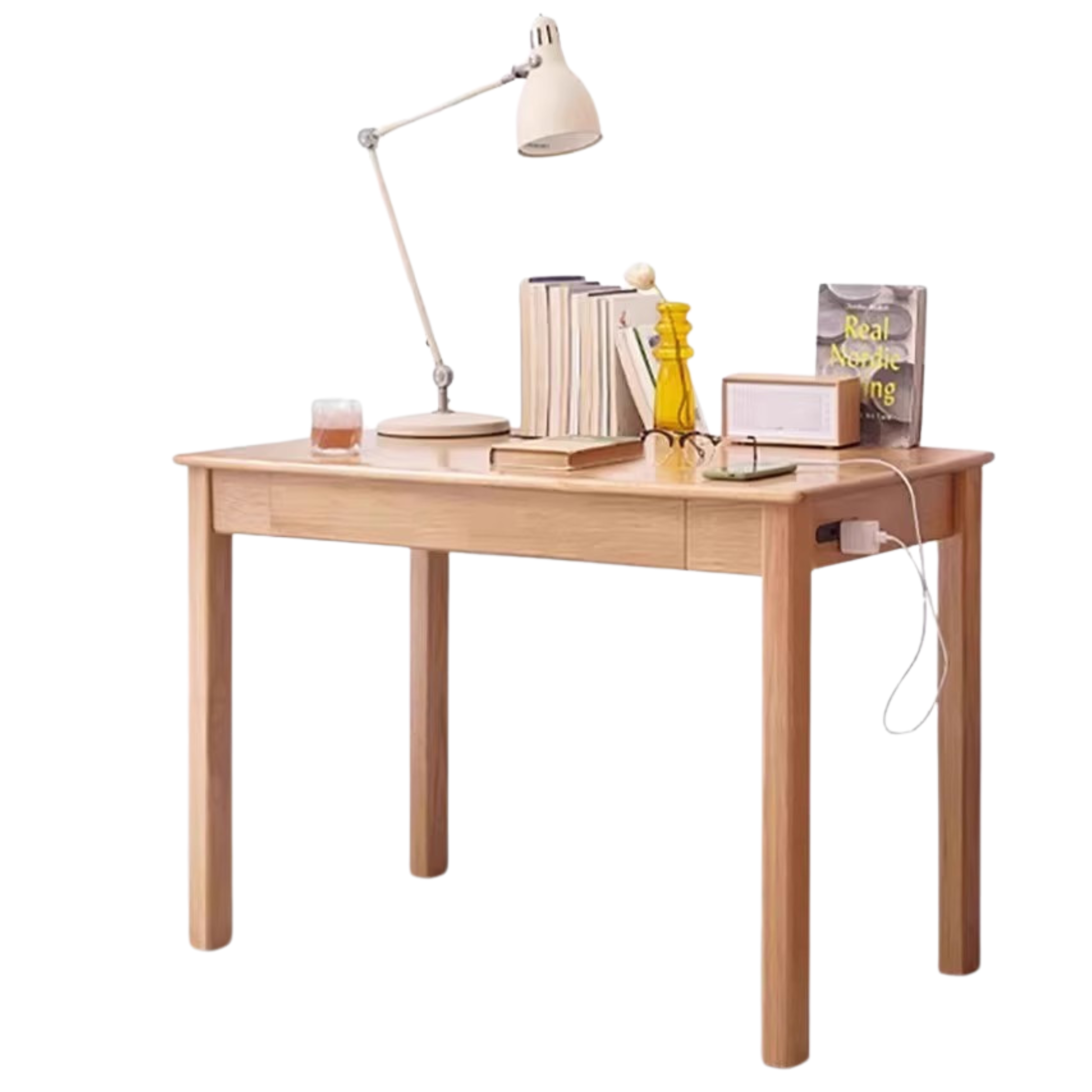 Oak, Ash Solid Wood USB Office Desk