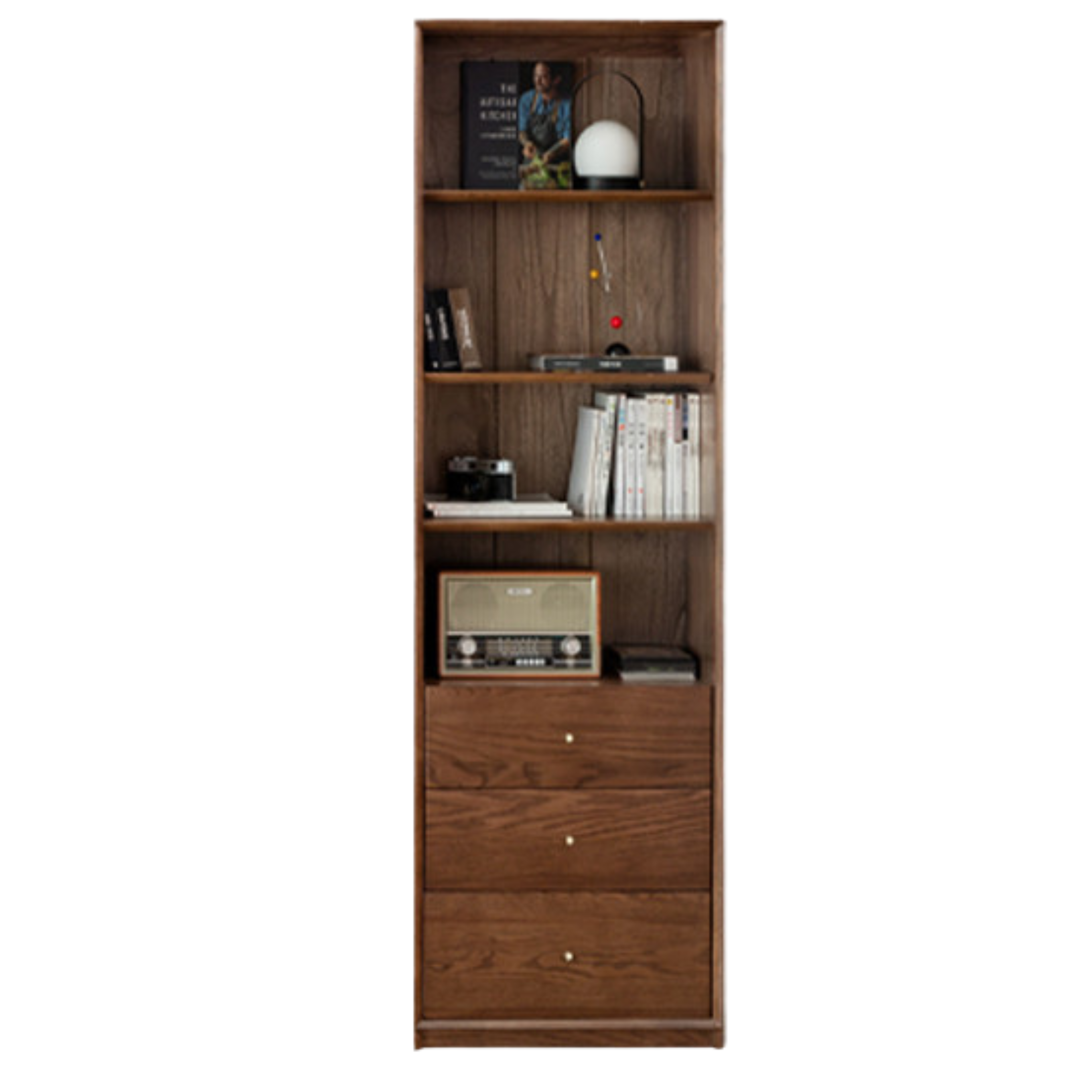 Oak Solid Wood Dust-Proof Glass Door Wall Floor-To-Ceiling Bookshelf