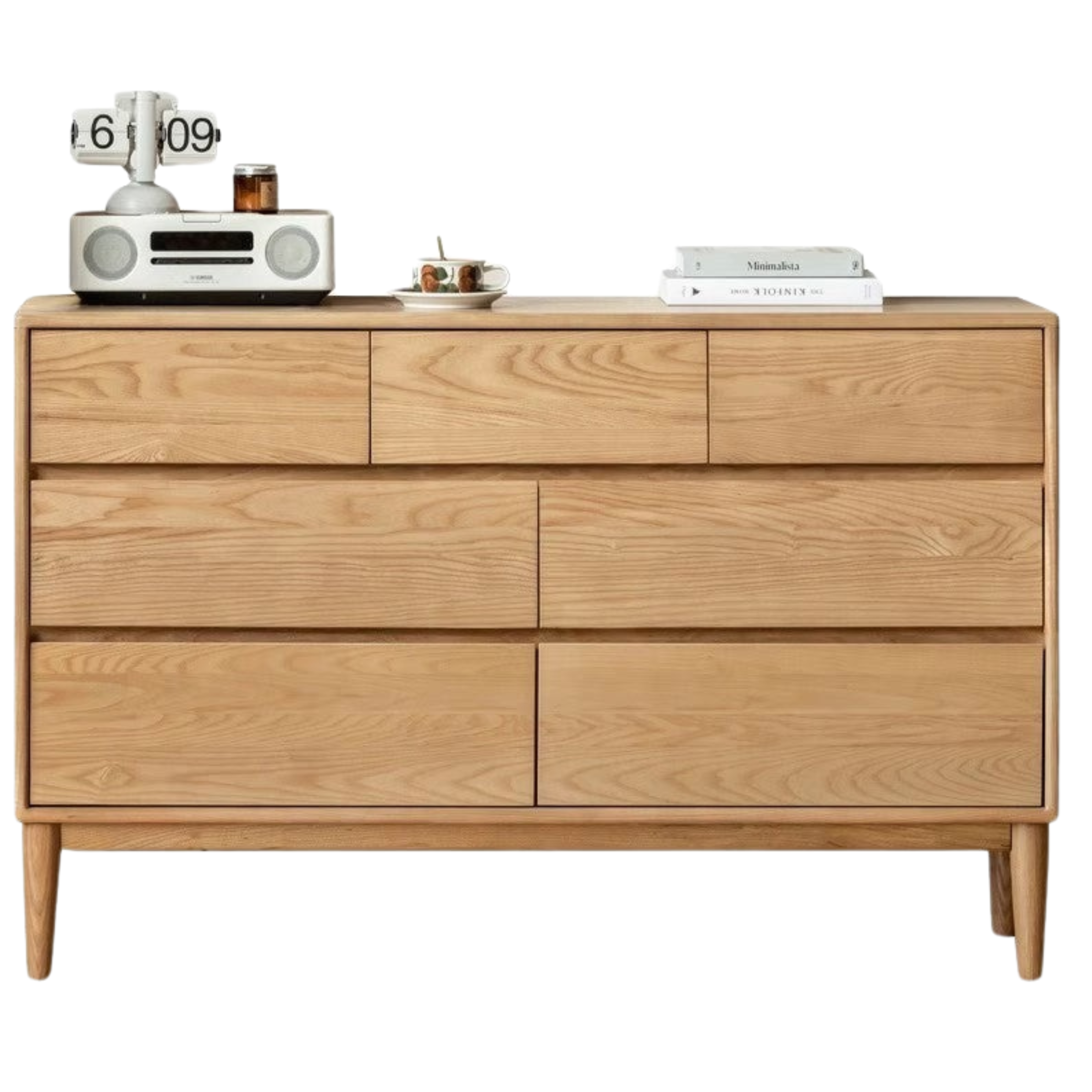 Ash Solid Wood Dresser, Drawer Storage Cabinet