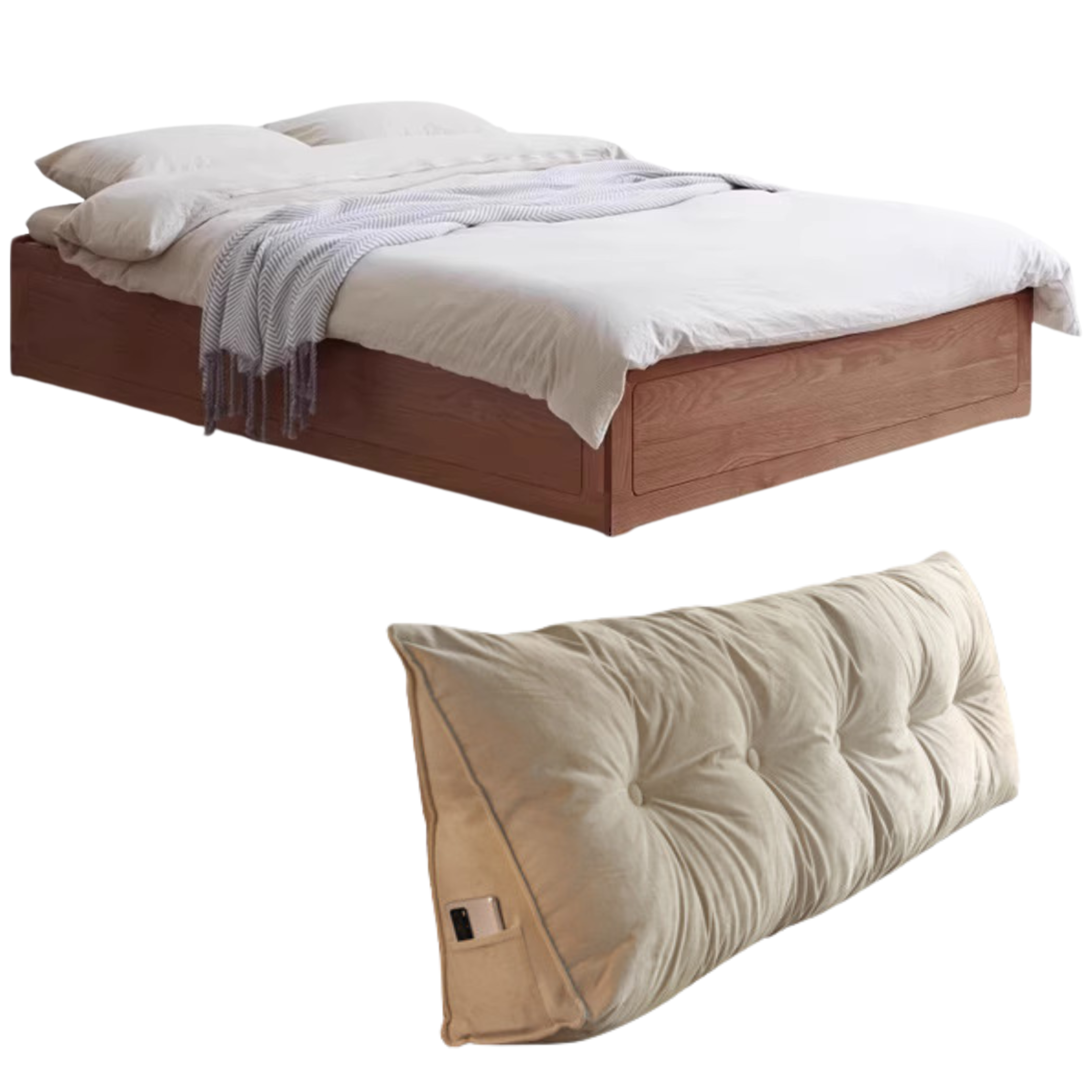 Oak solid wood platform bed, headboard-free Box bed