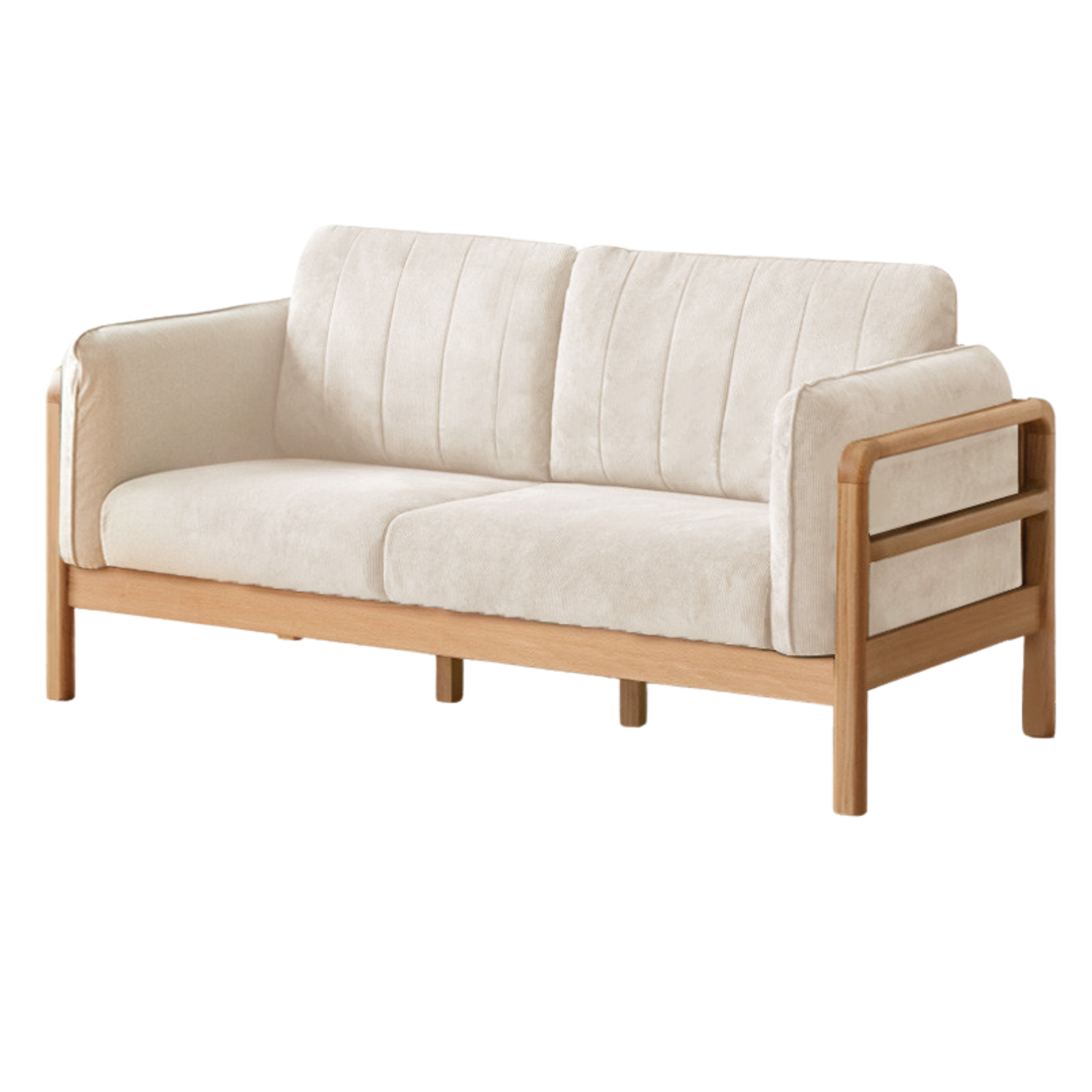 Oak Solid Wood Modern Simple Fabric Straight Sofa