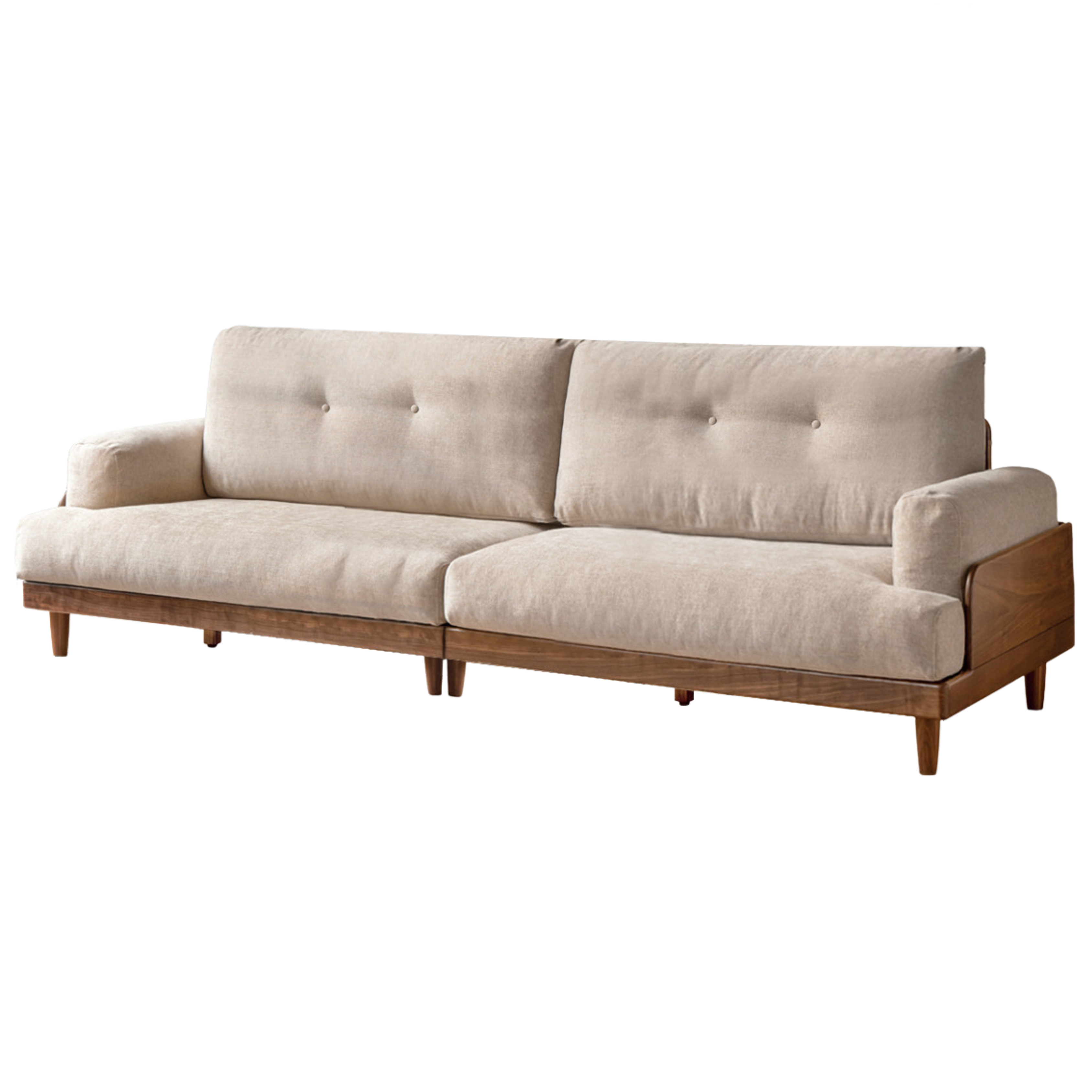 Black Walnut Solid Wood Leather, Fabric Sofa Modern