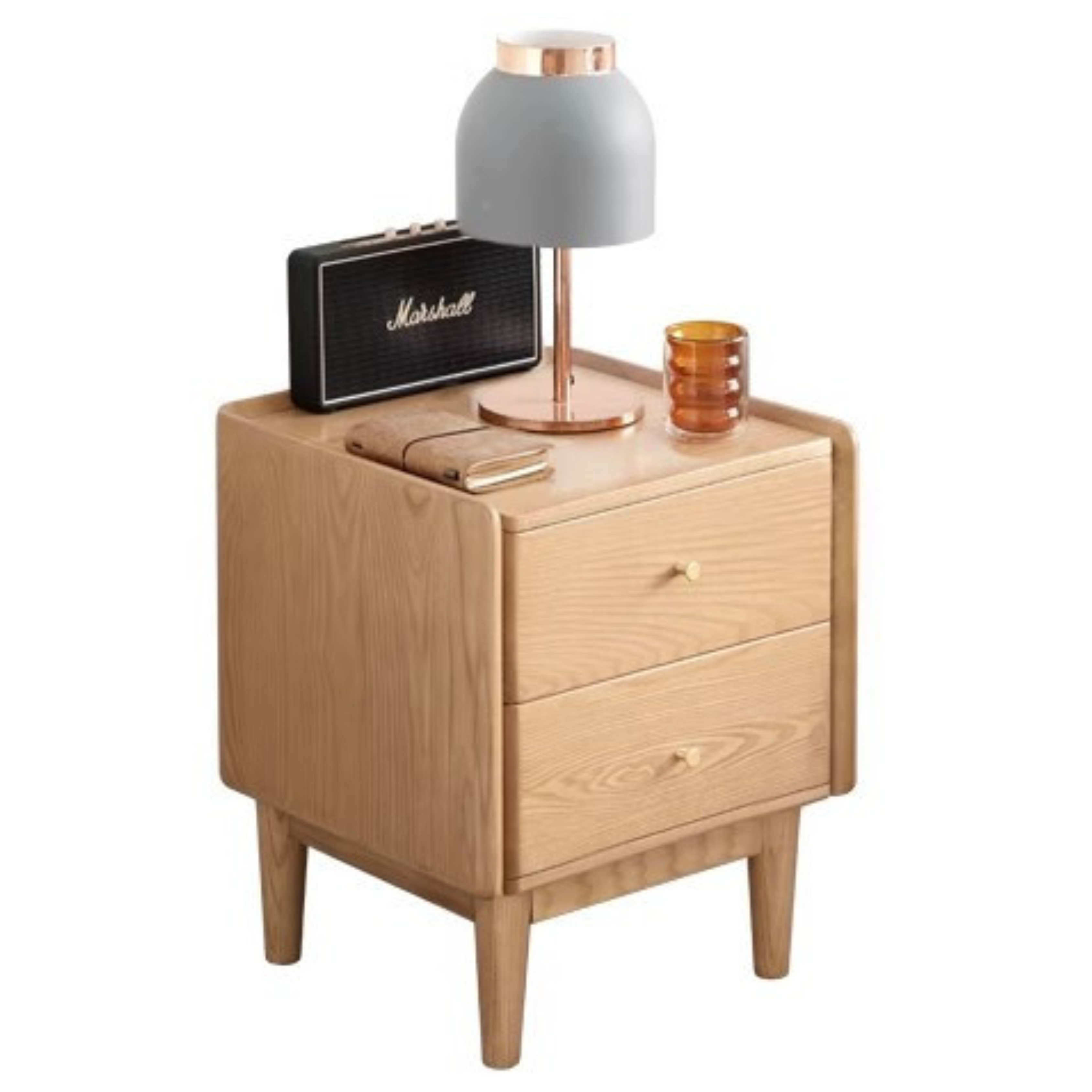 Ash Solid Wood Modern Nightstand.