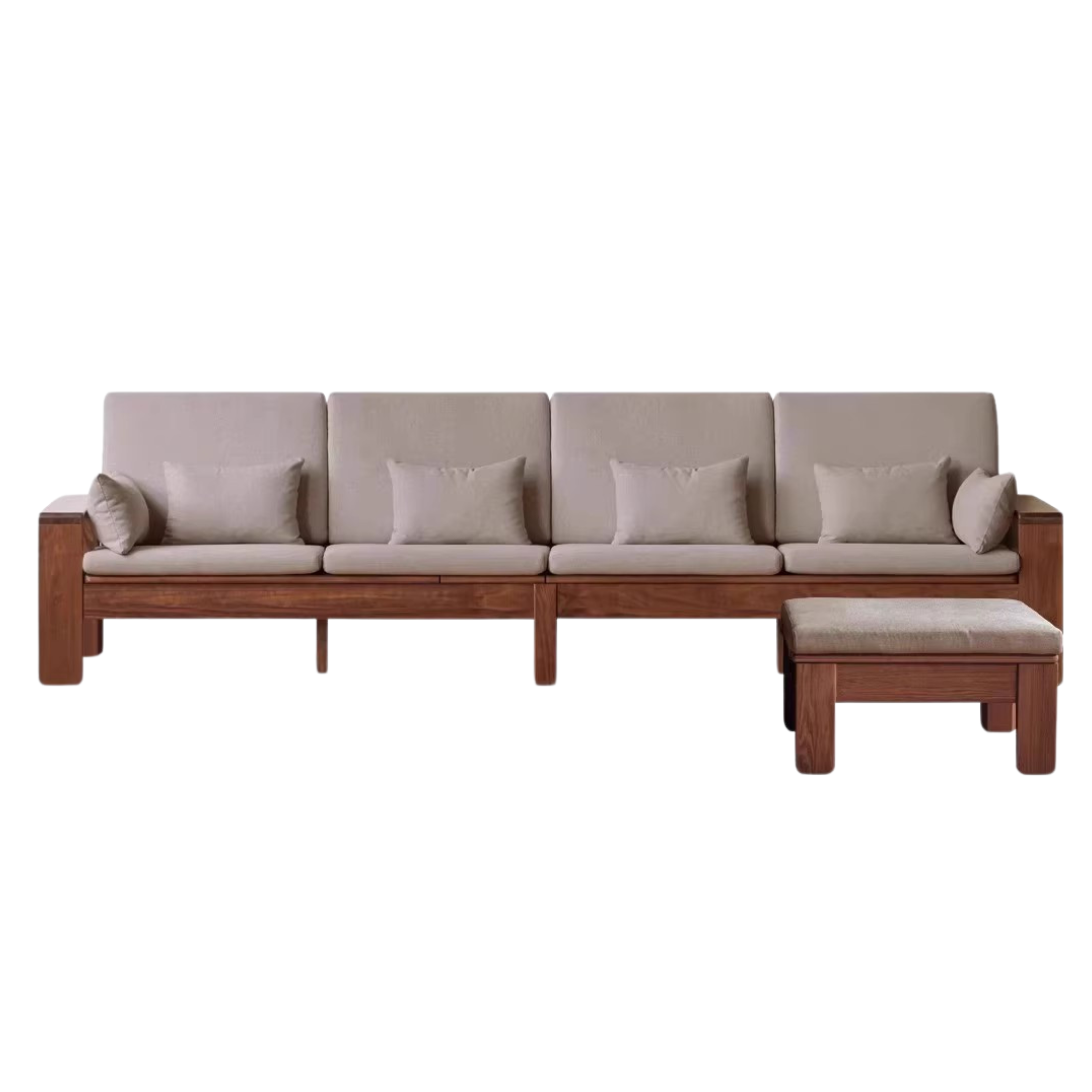 Black Walnut, Solid Sandalwood Fabric Sofa Nordic Dual-purpose Sofa-