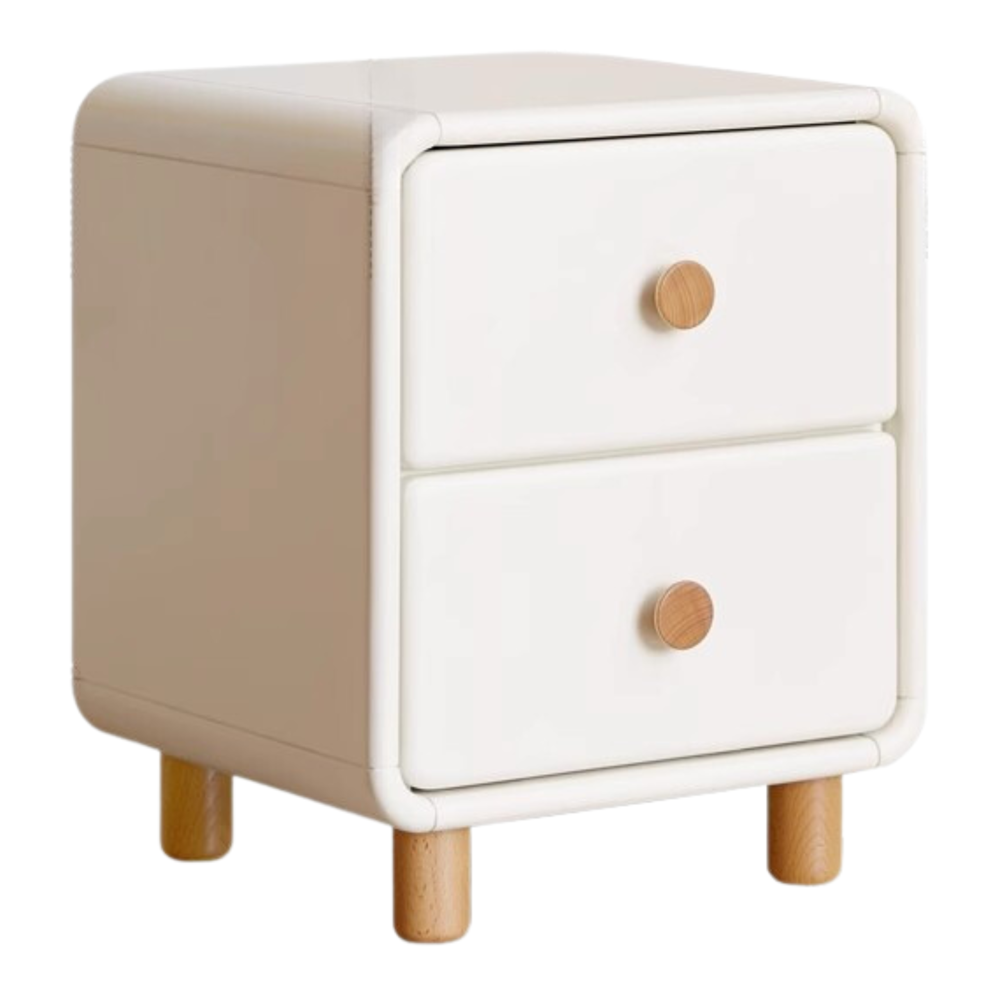 Poplar Solid Wood, Solid Rubberwood Nightstand Cream Style White Cabinet)