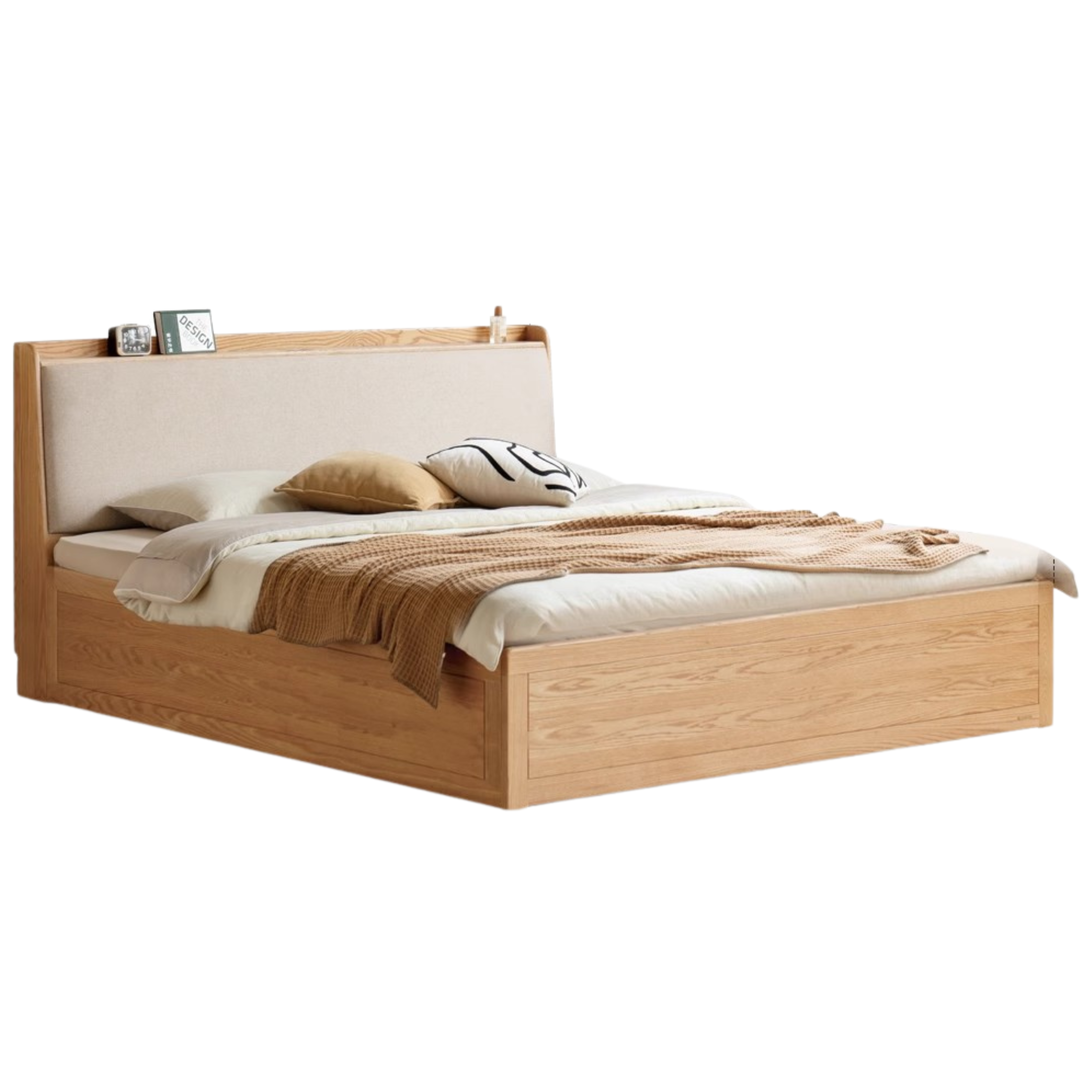 Oak Solid Wood Box Bed Storage Bed Technology Loth, Fabric
