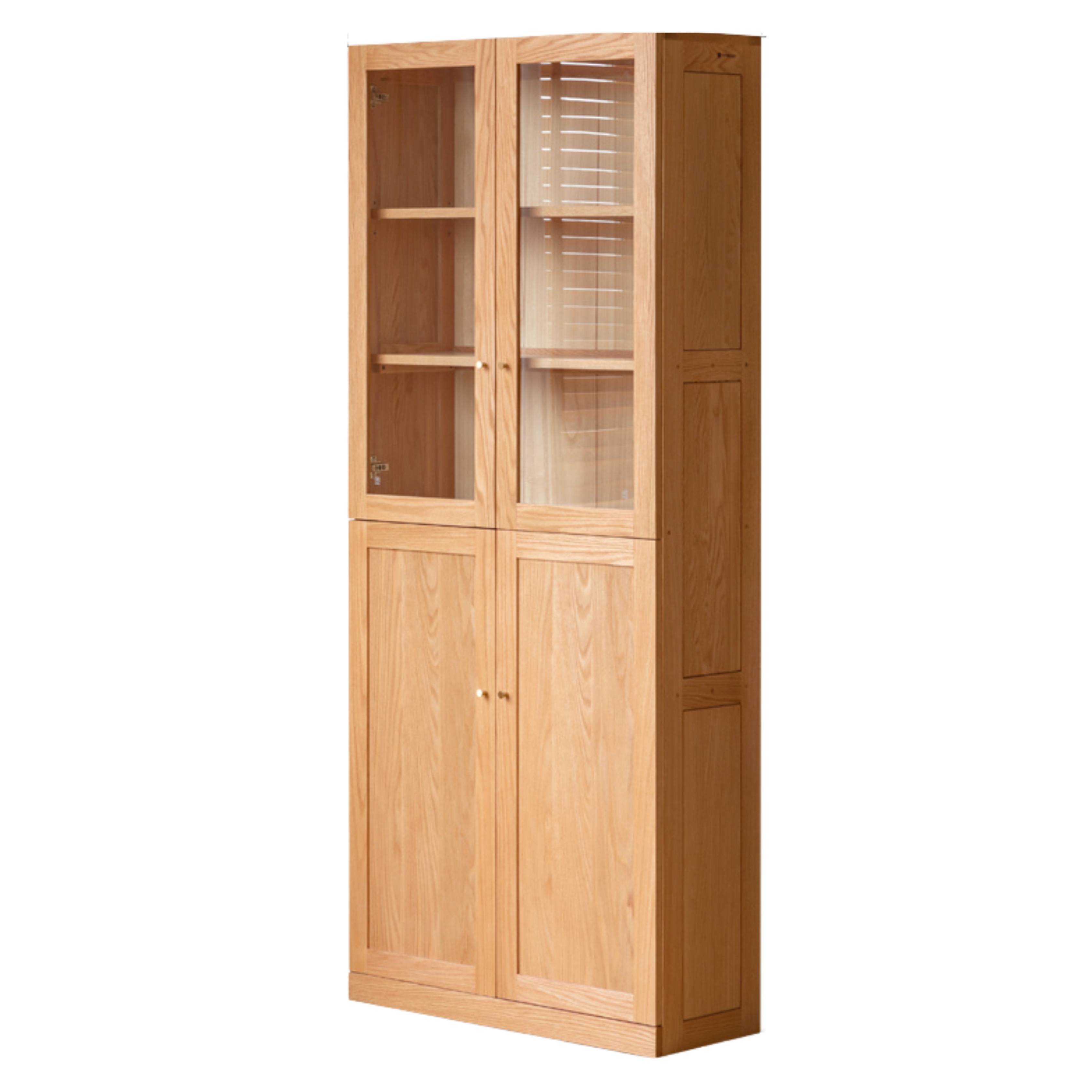 Oak, Solid Rubberwood Modern Bookcase Storage
