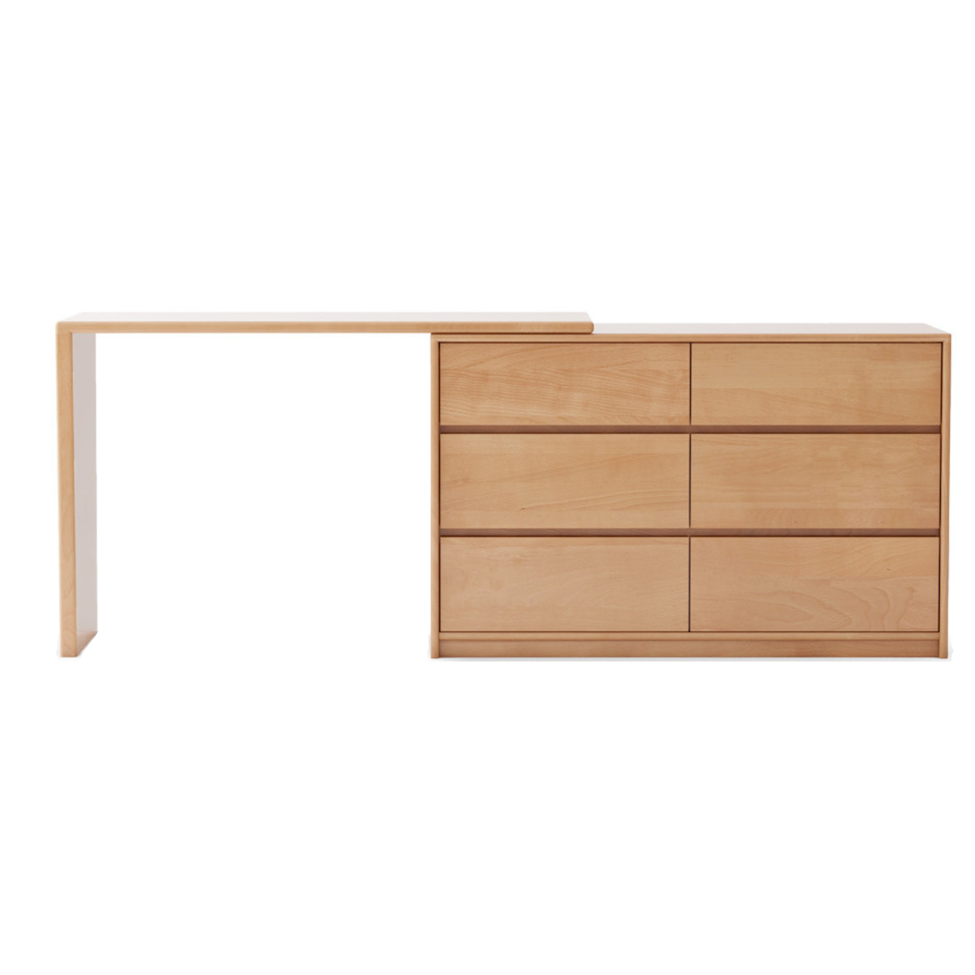 Oak, Beech Solid Wood, Solid Rubberwood Vanity Table L-Shaped Corner.