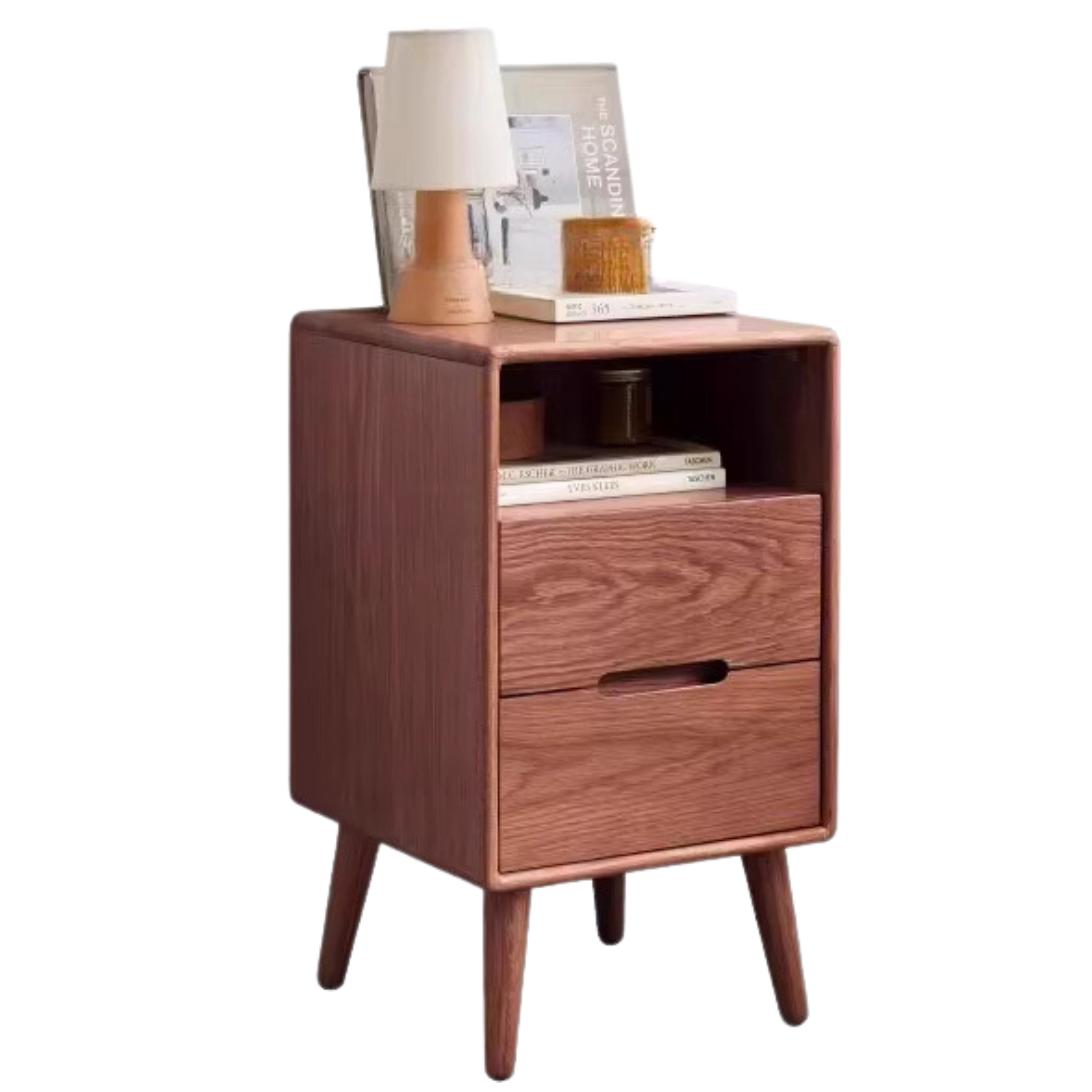 Oak Solid Wood, Solid Rubberwood Ultra-Narrow Nightstand.