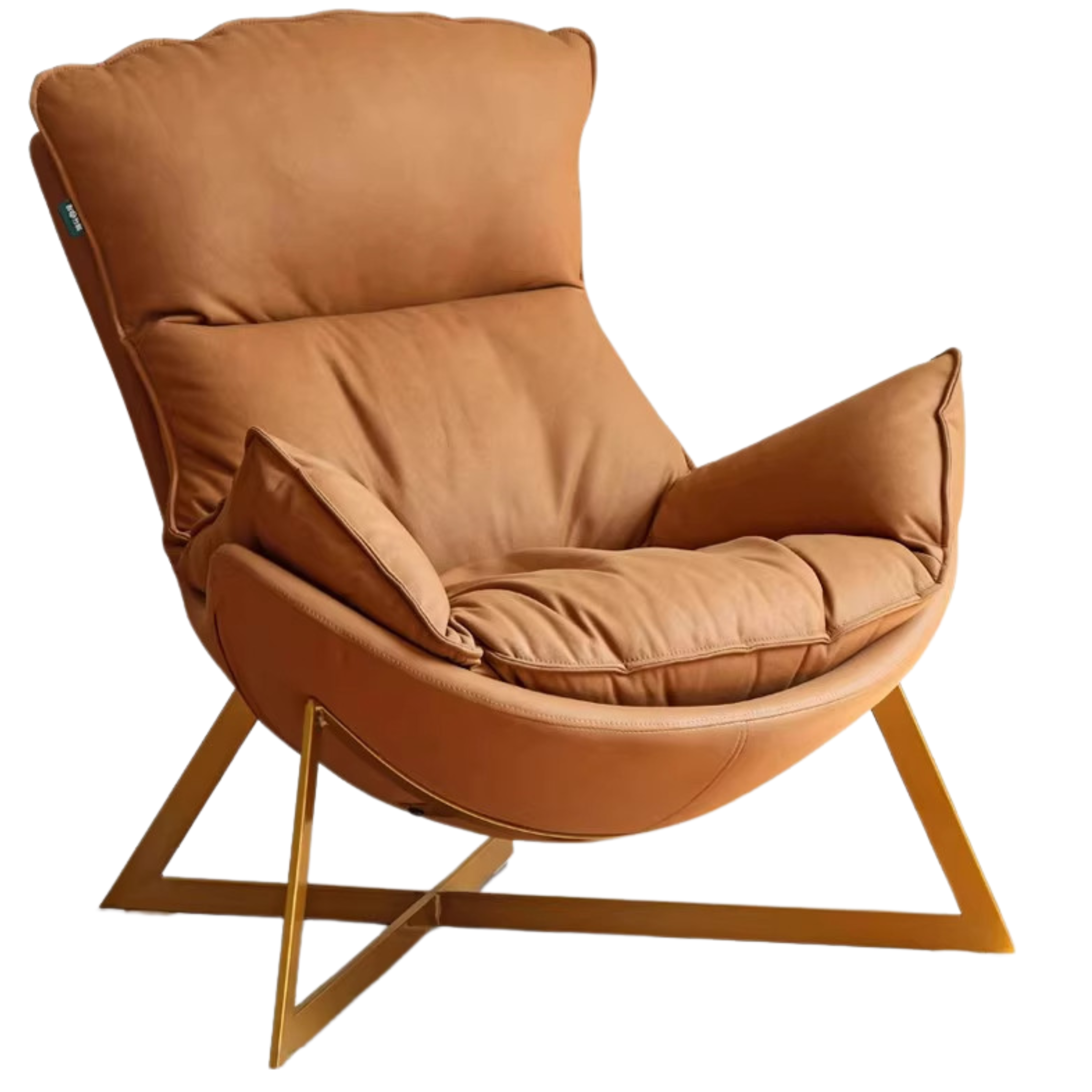 Leather Technology Cloth Lounge Eggshell Armchair