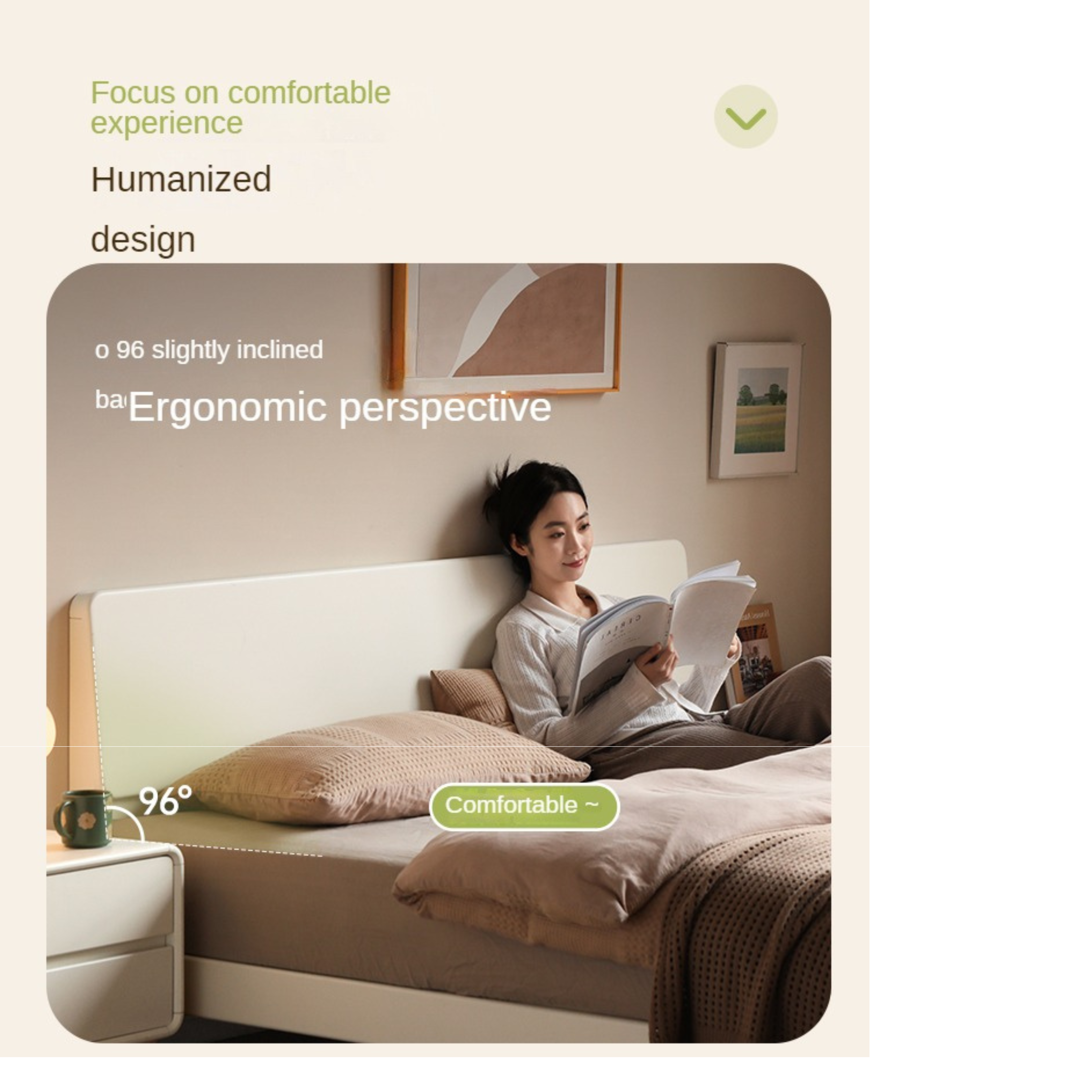 Poplar, Rubberwood Solid Wood Bed Modern Simple Cream Style