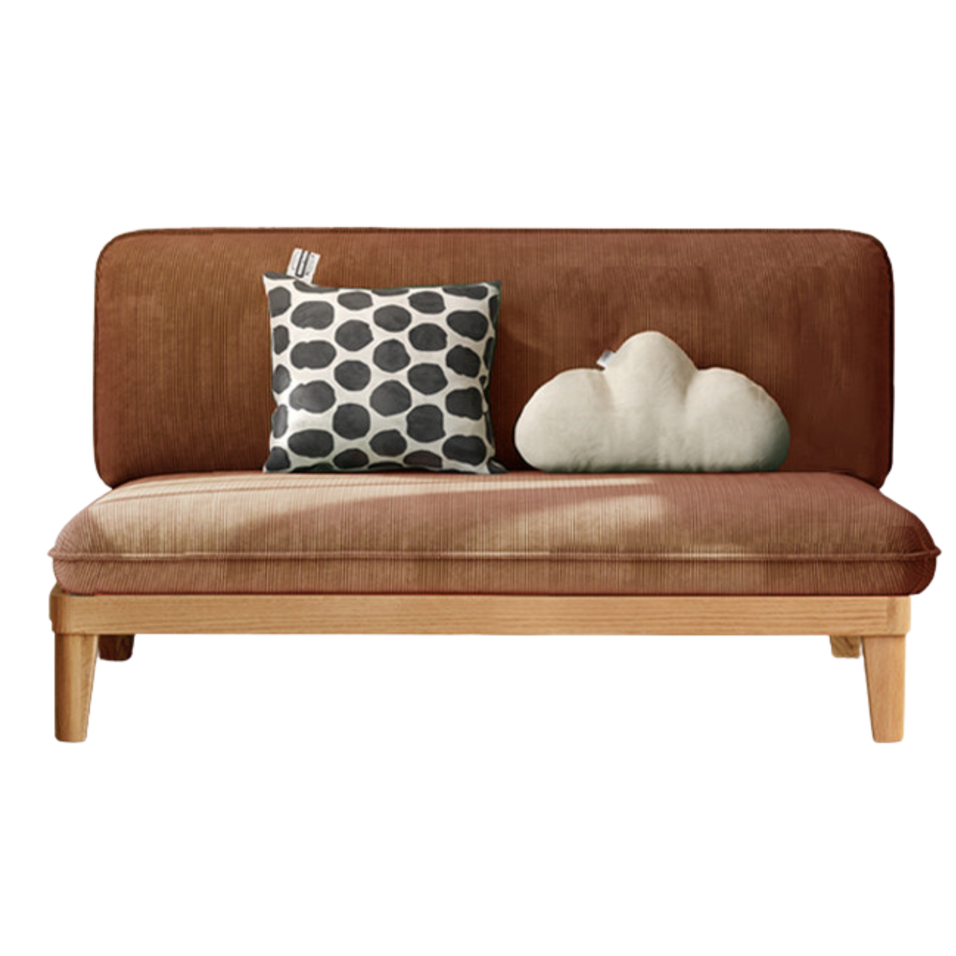 Oak Solid Wood Fabric Sofa.