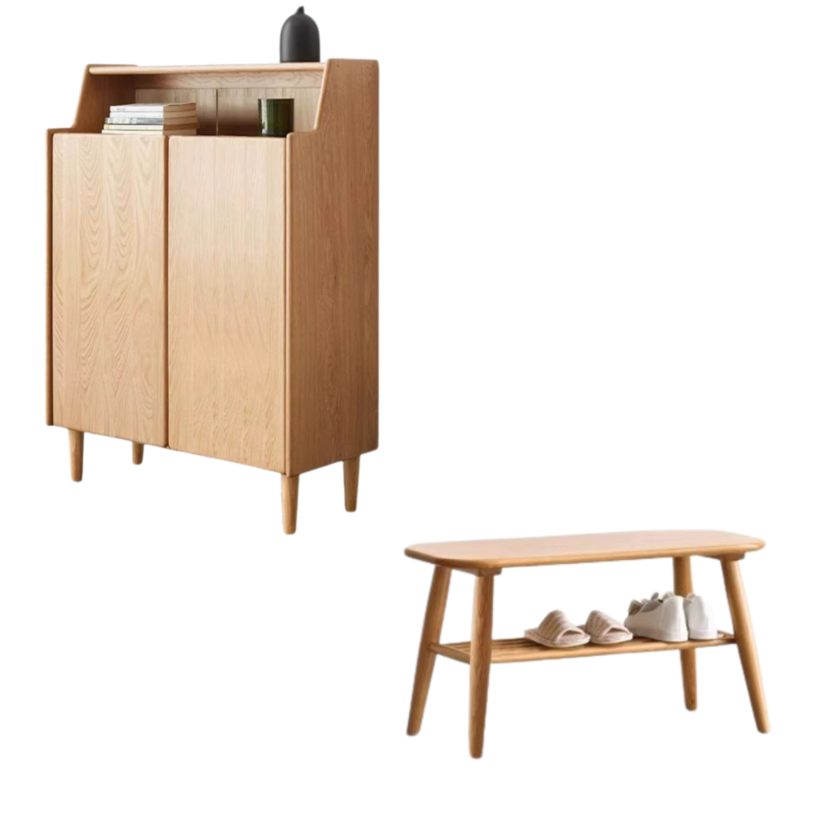 Oak Solid Wood Shoe Cabinet