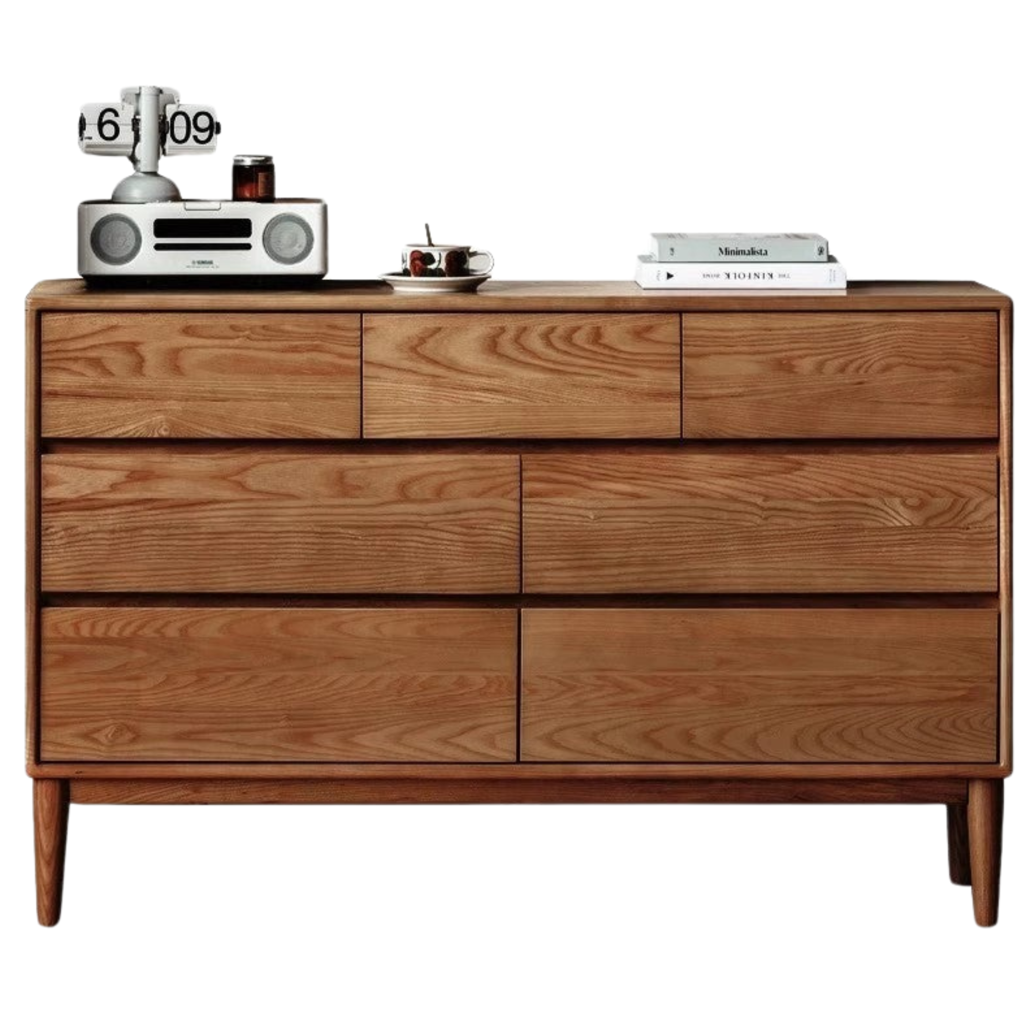 Ash Solid Wood Dresser, Drawer Storage Cabinet